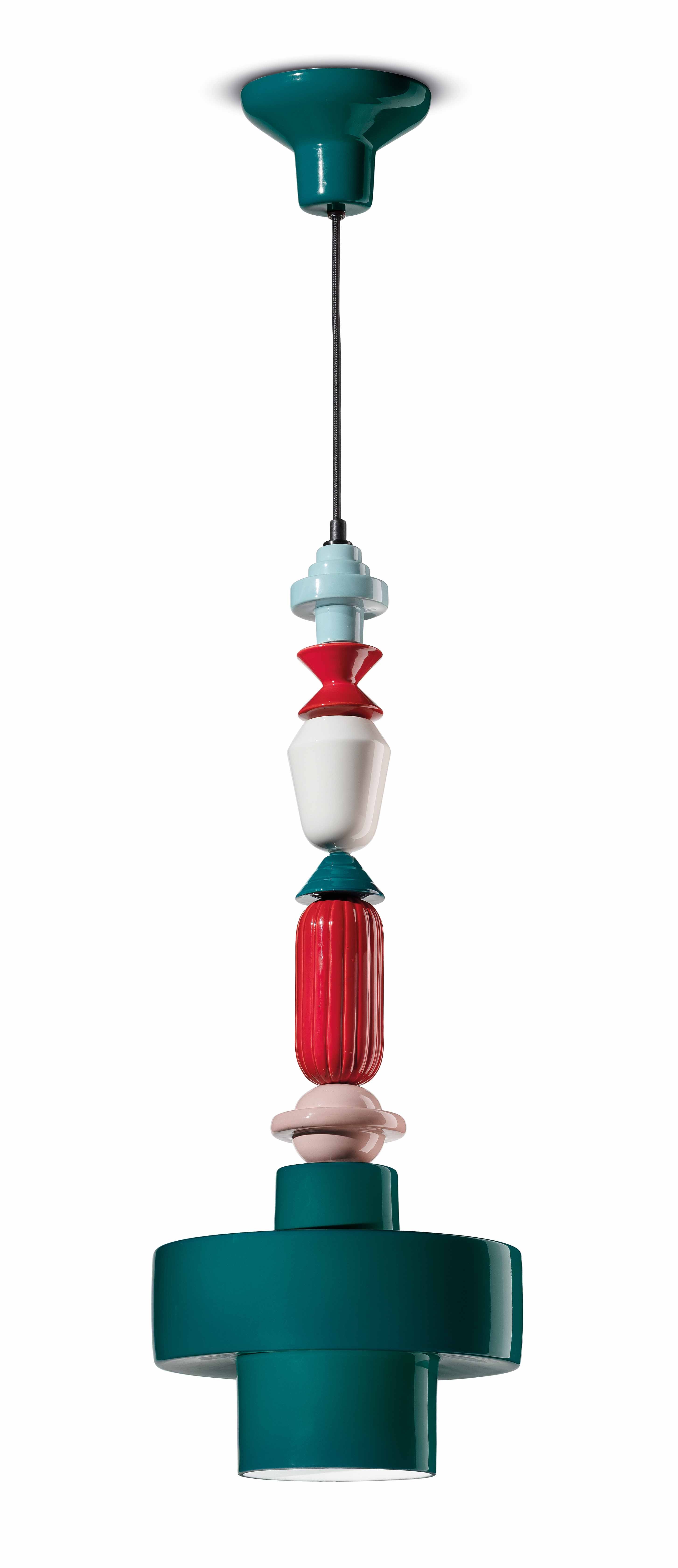 Hanglamp van keramiek LARIAT ROLL petrolblauw