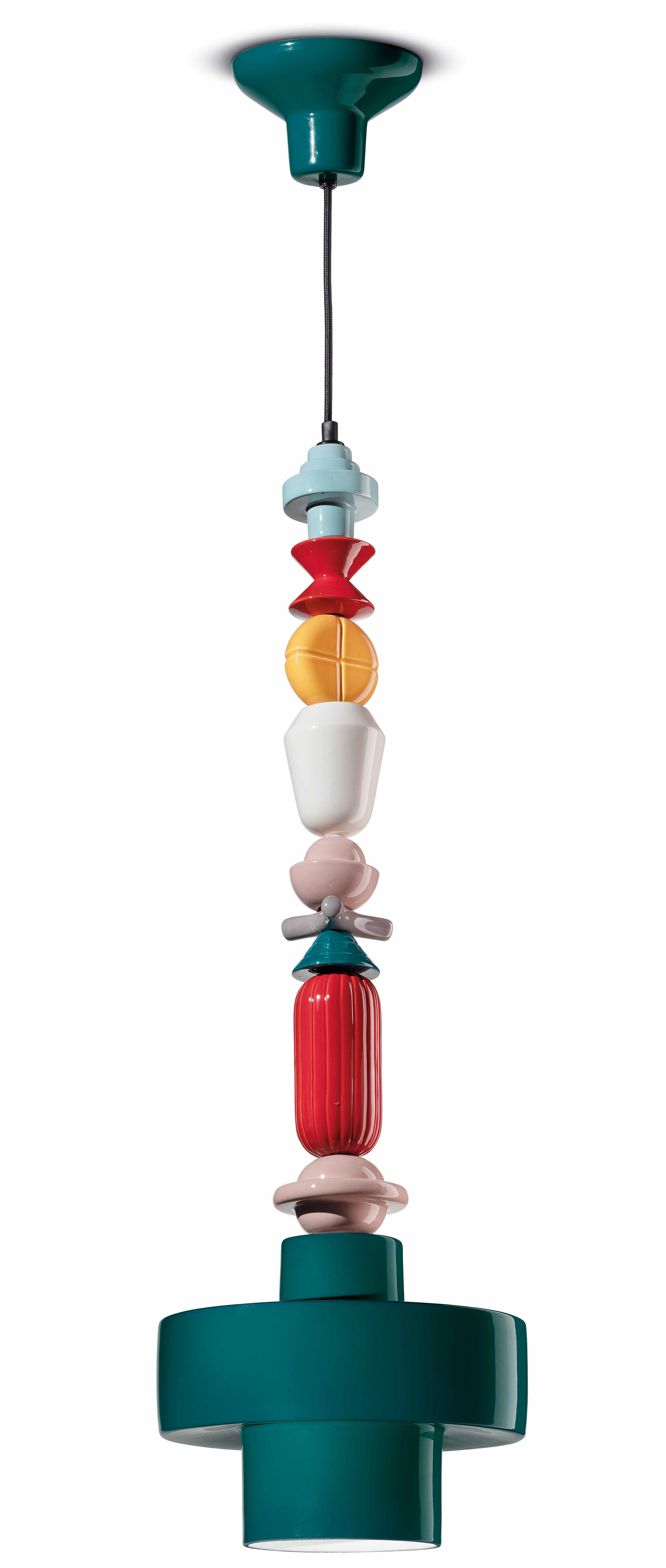 Hanglamp van keramiek LARIAT ROLL petrolblauw