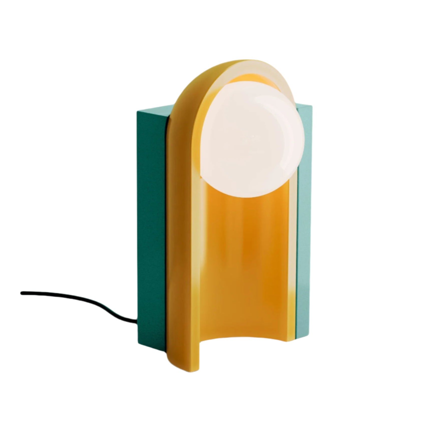 Ceramic table lamp CLÉO in blue with yellow