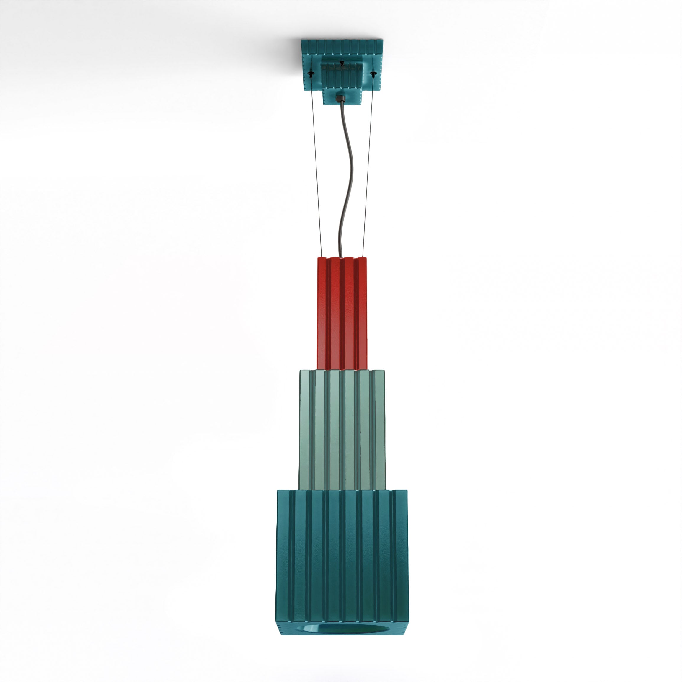 Hanglamp van keramiek METRA blauw met oranje