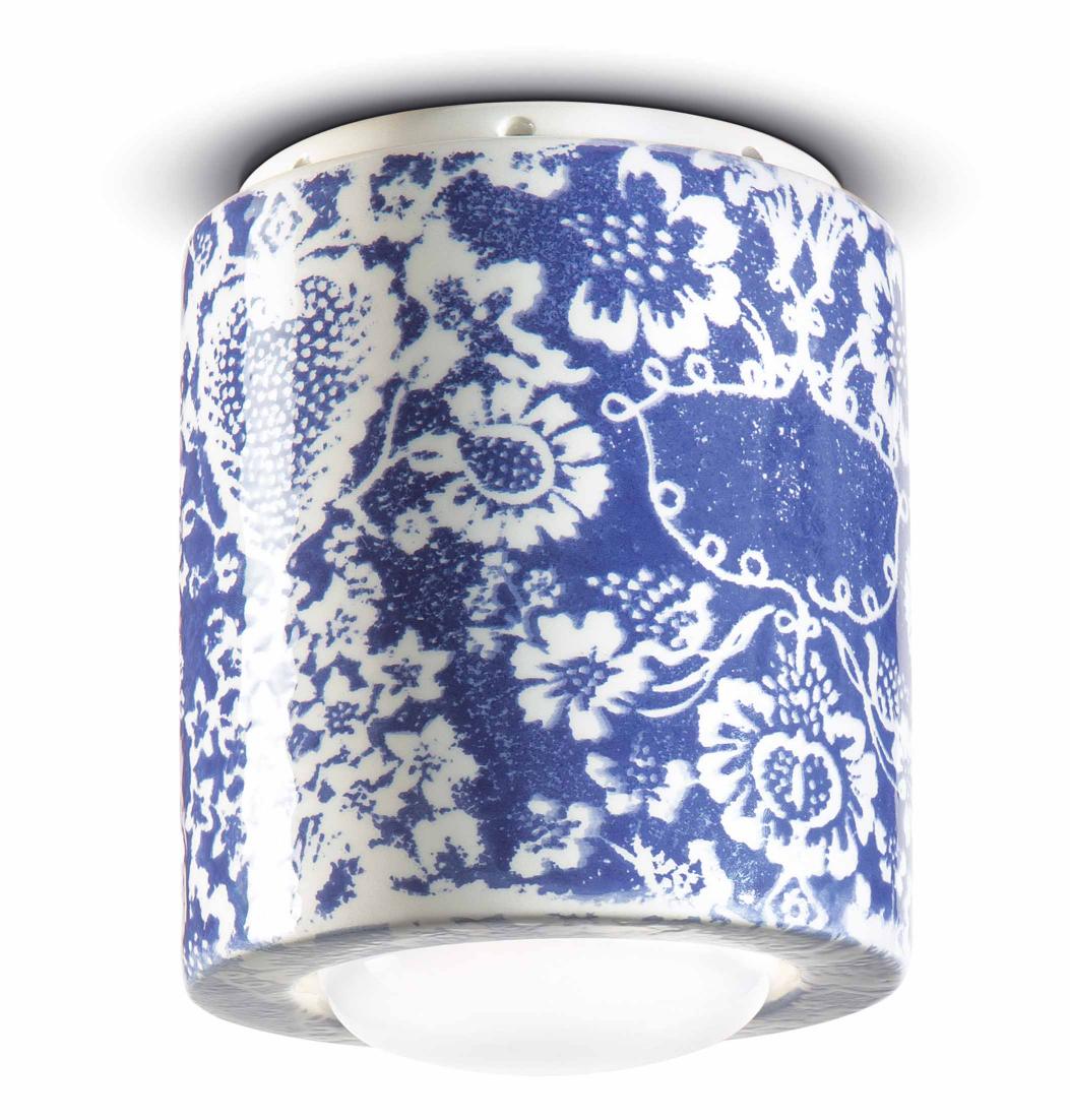 Ceramic spot lamp PI blue flowers