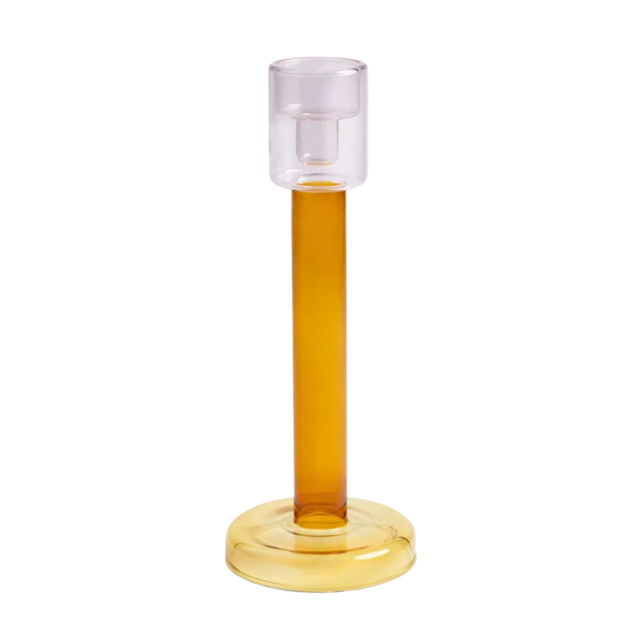 Oranje BOLE kaarsenhouder met roze