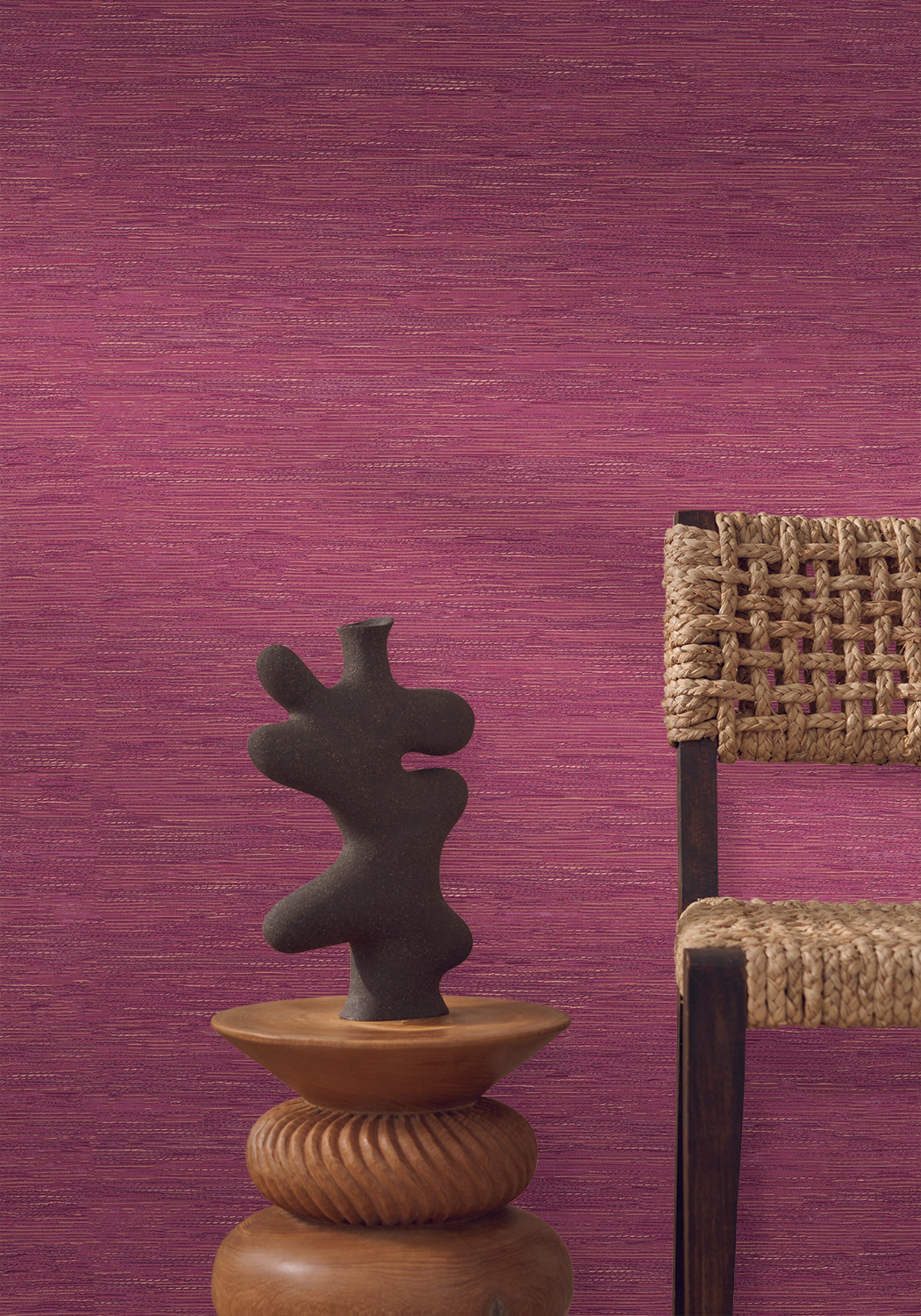 Structuurtapijt dat jacquardstof imiteert TATAMI - FUCHSIA fuchsia
