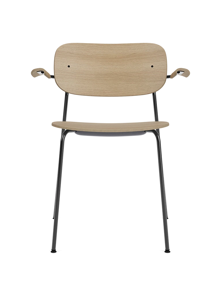 CO oak veneer armchair with black base