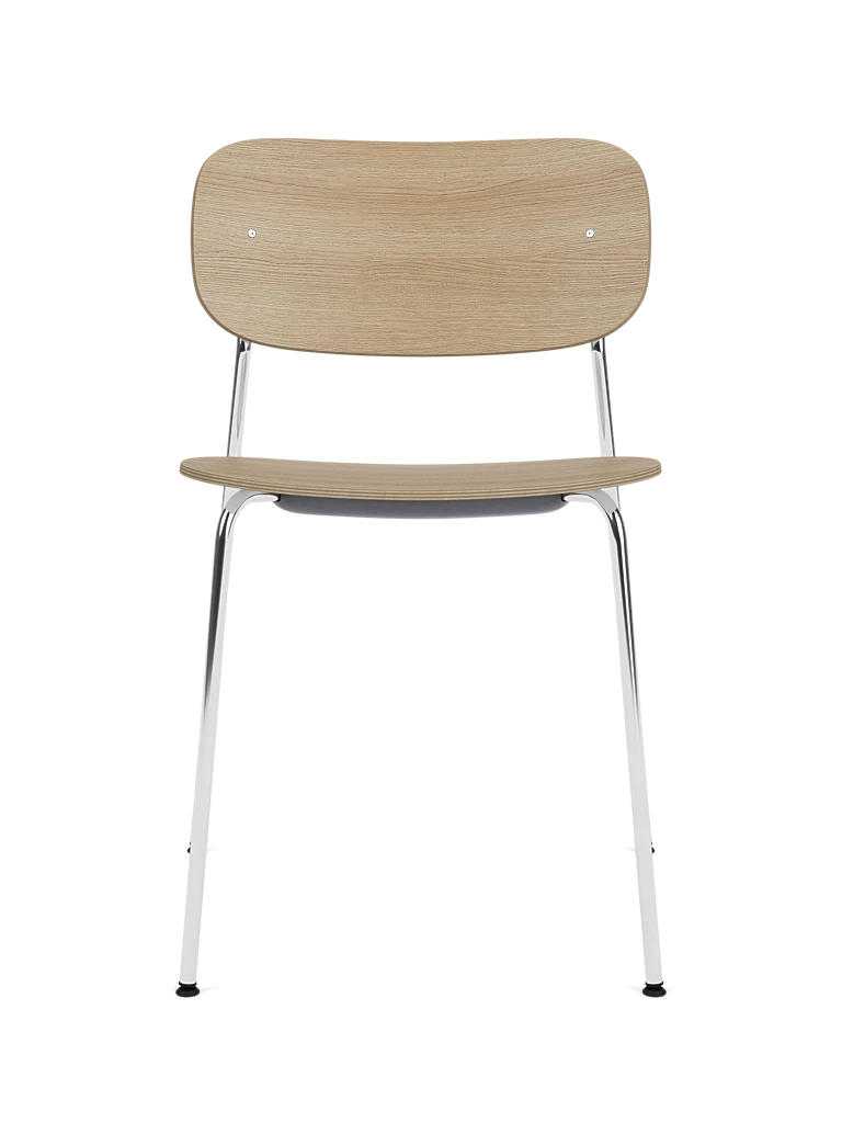 Stuhl CO aus Eichenfurnier mit verchromtem Gestell