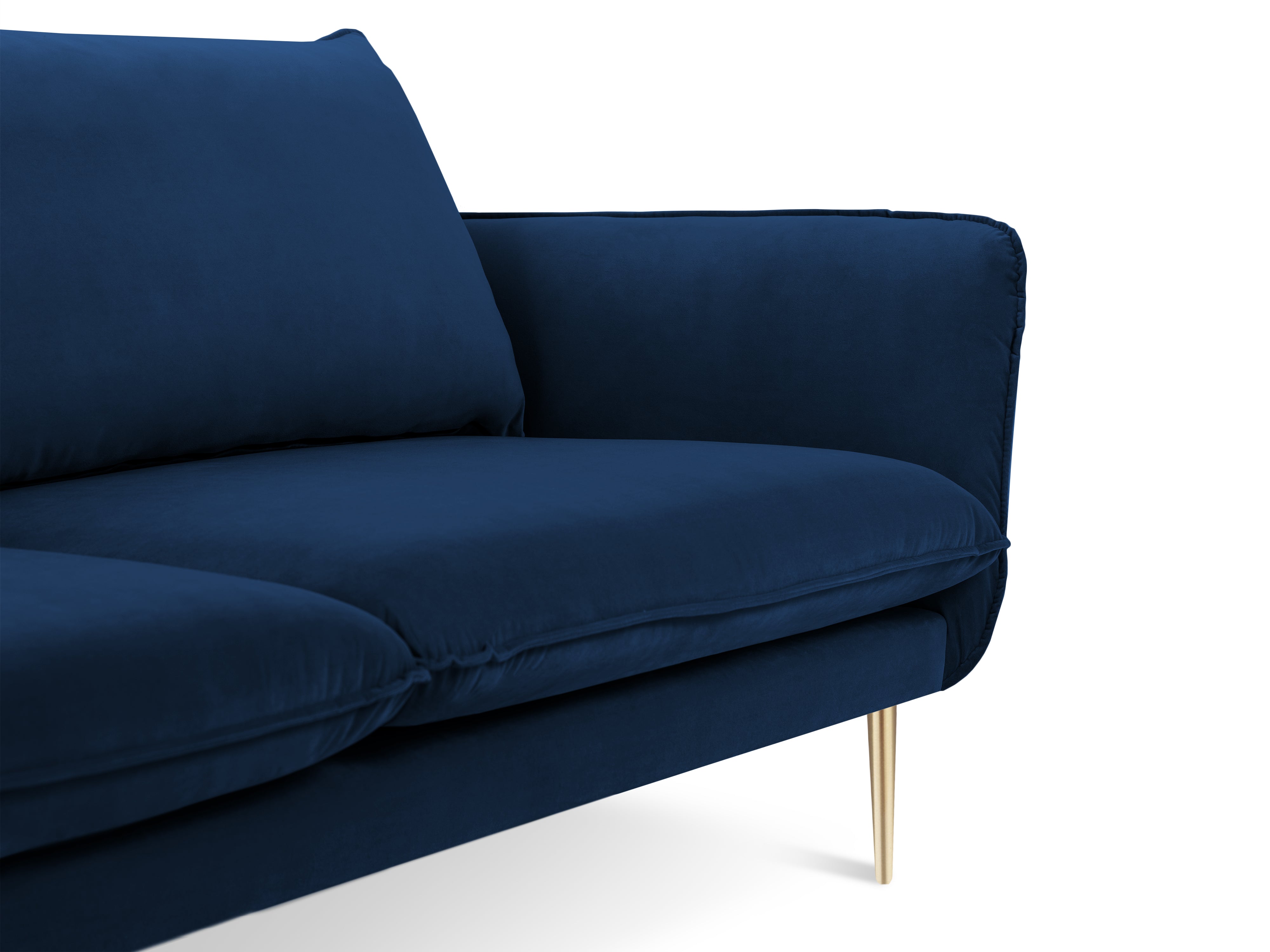 Sofa van fluweel voor 2 personen VIENNA koninklijk blauw met gouden basis