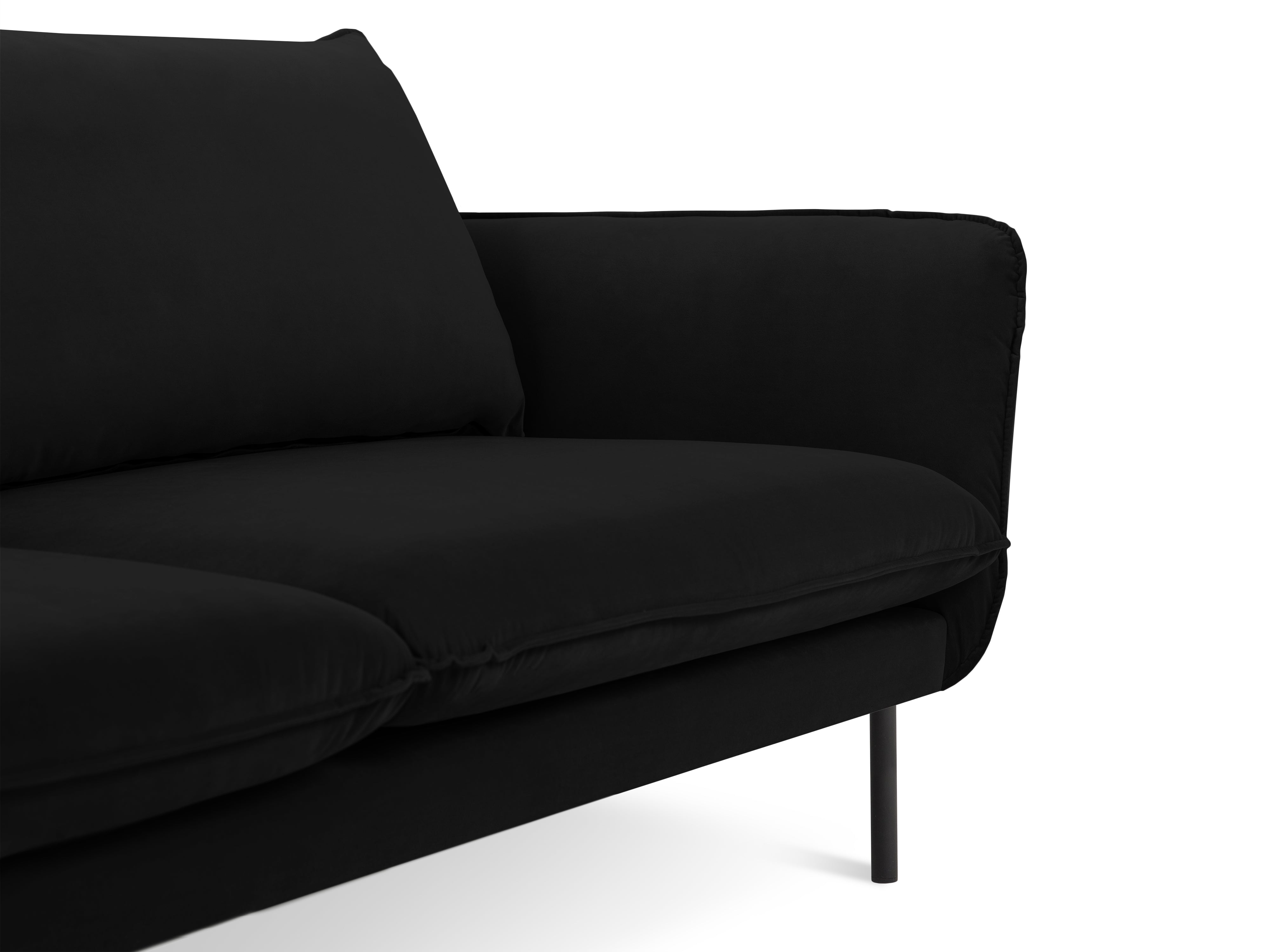 Velvet 2-seater Sofa VIENNA black with black base
