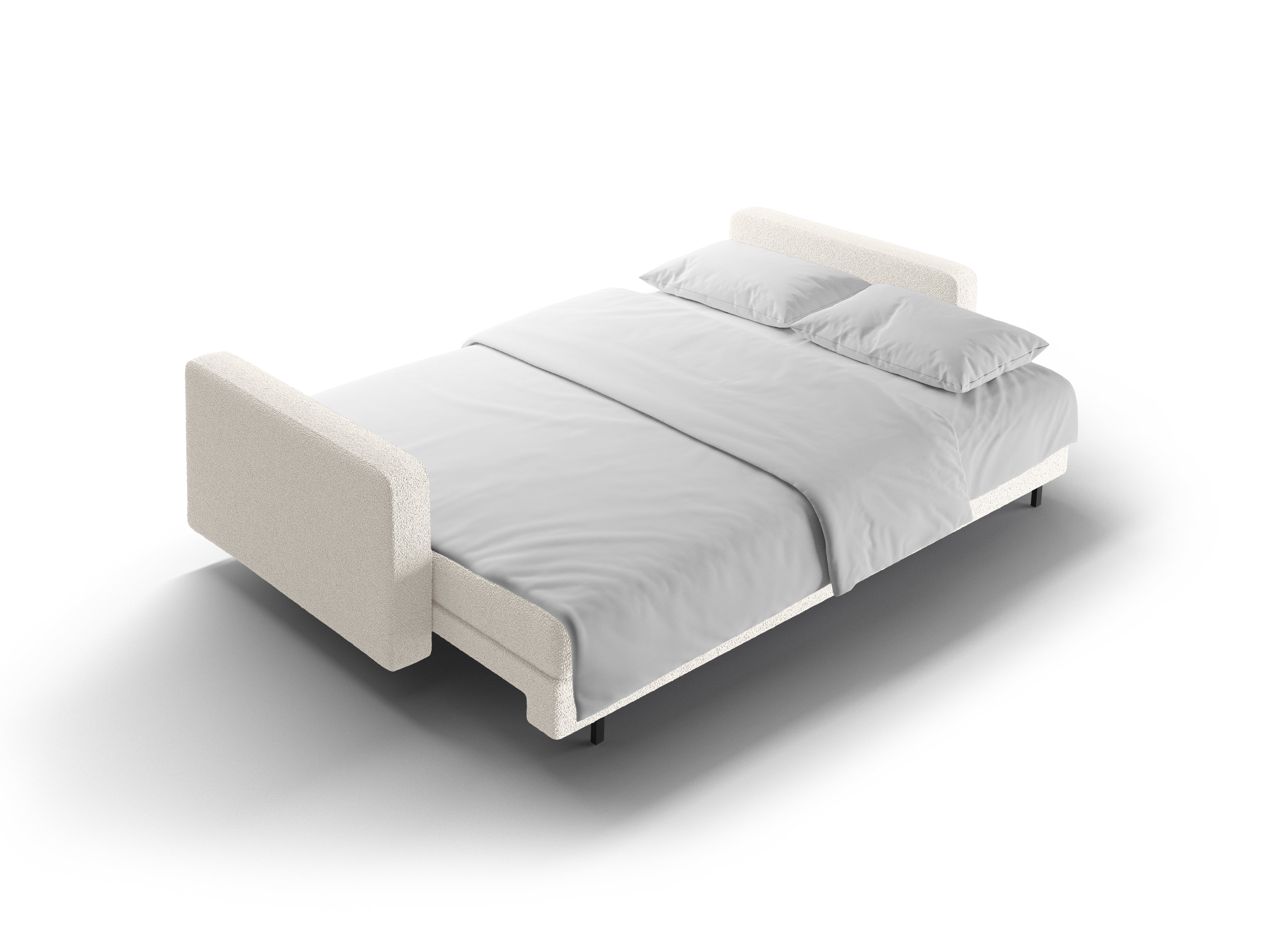 Sofa 3-zits met slaapfunctie BALI wit bouclé met zwarte basis