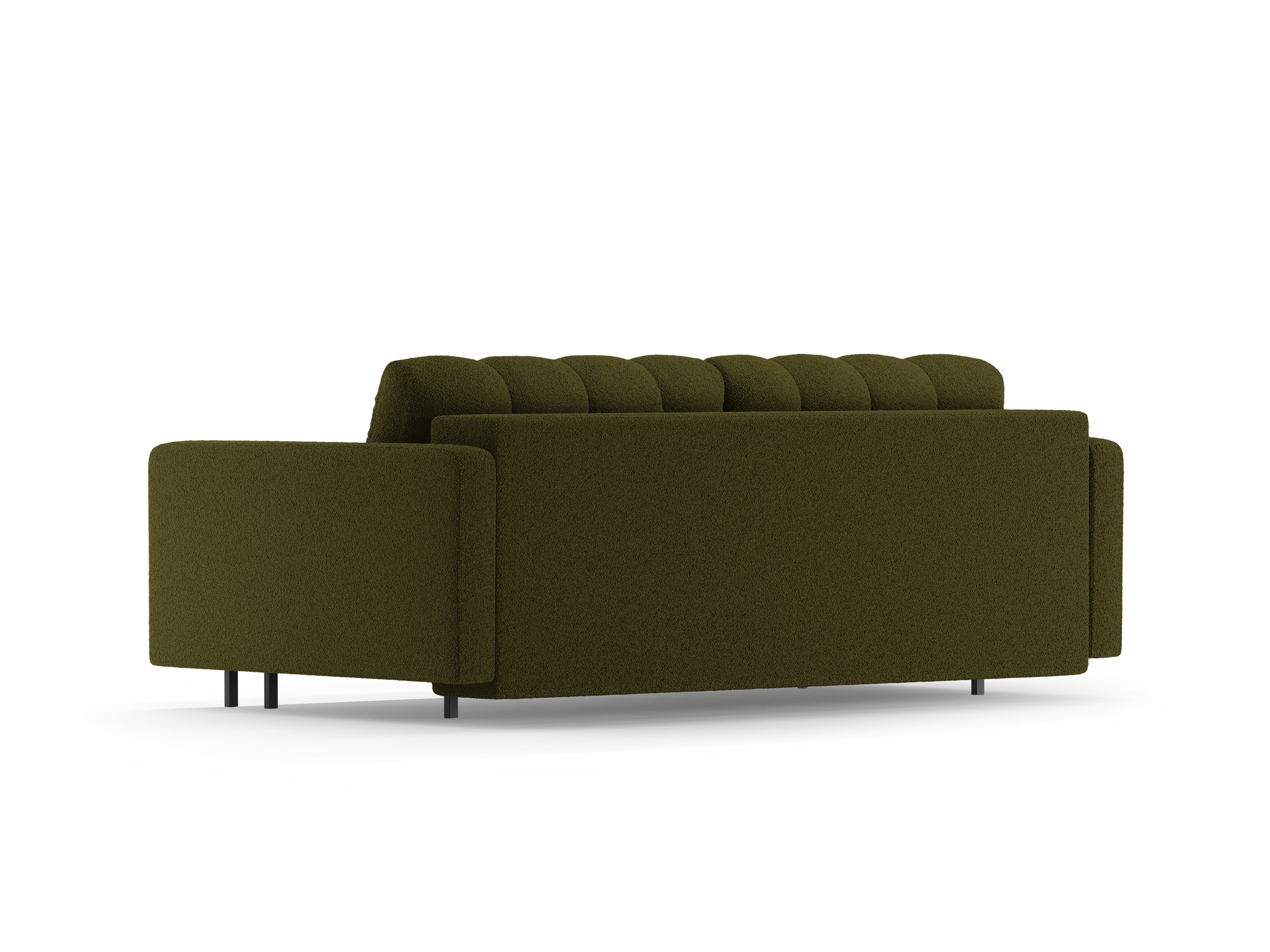 3-Sitzer Sofa mit Schlaffunktion BALI oliv Bouclé mit schwarzem Untergestell