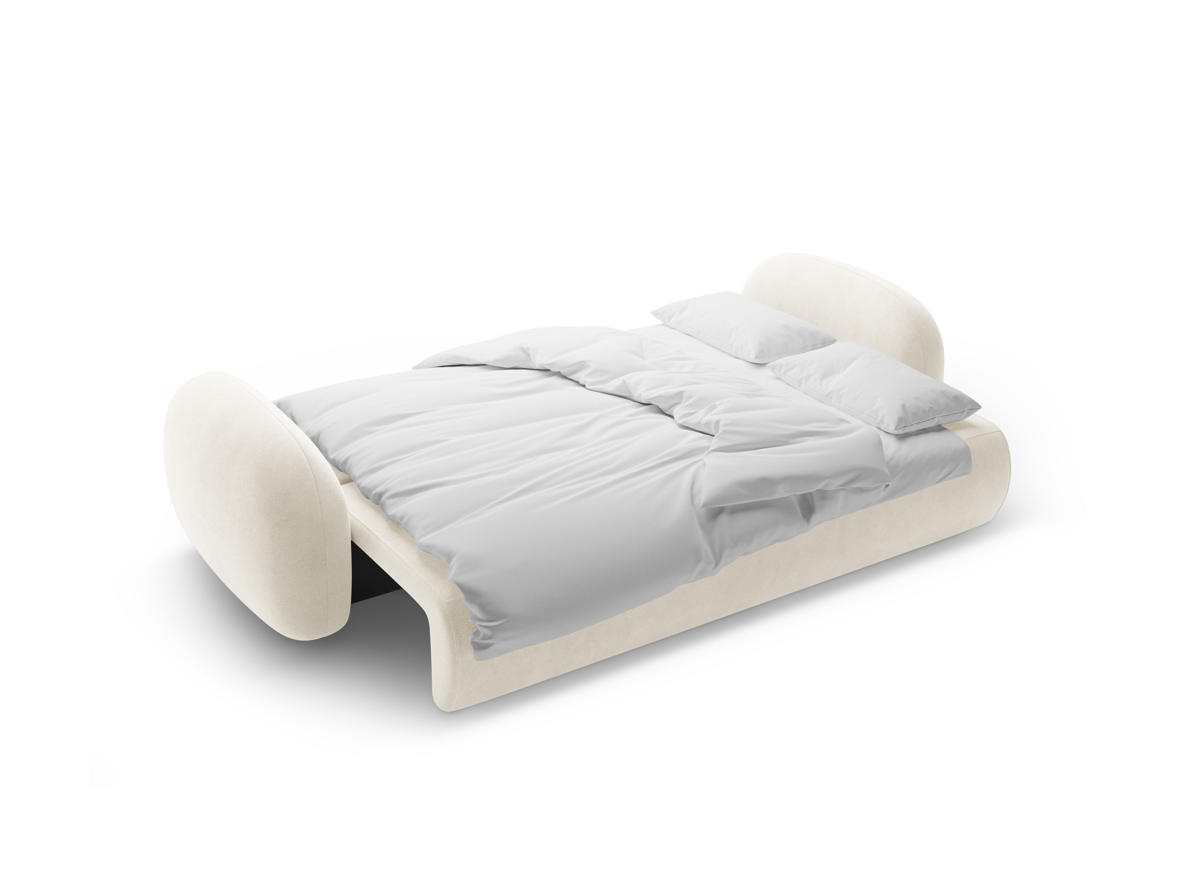 Sofa van fluweel met slaapfunctie voor 3 personen TONALE crème