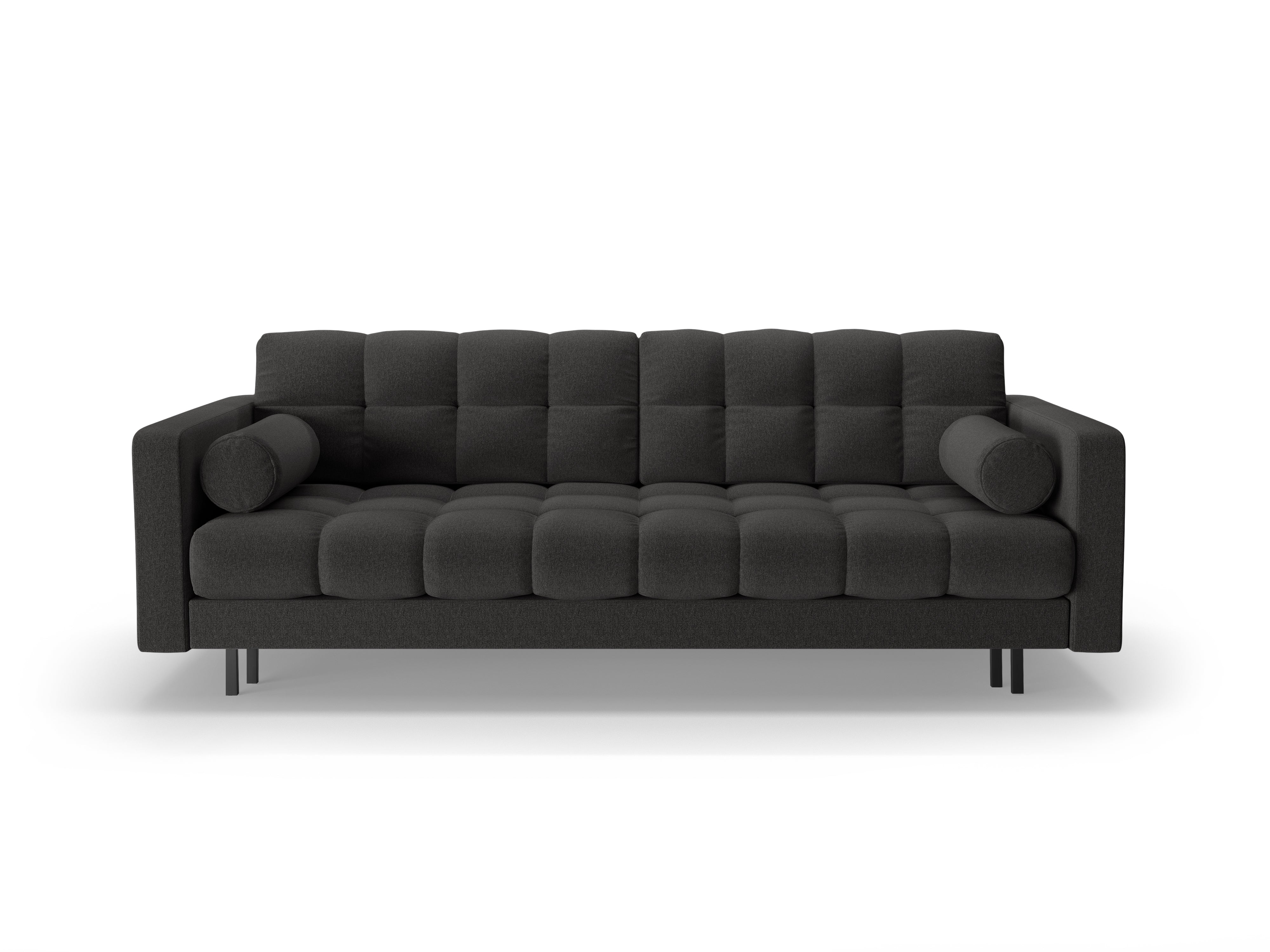 3-Sitzer Sofa mit Schlaffunktion BALI dunkelgrau mit schwarzem Fuß