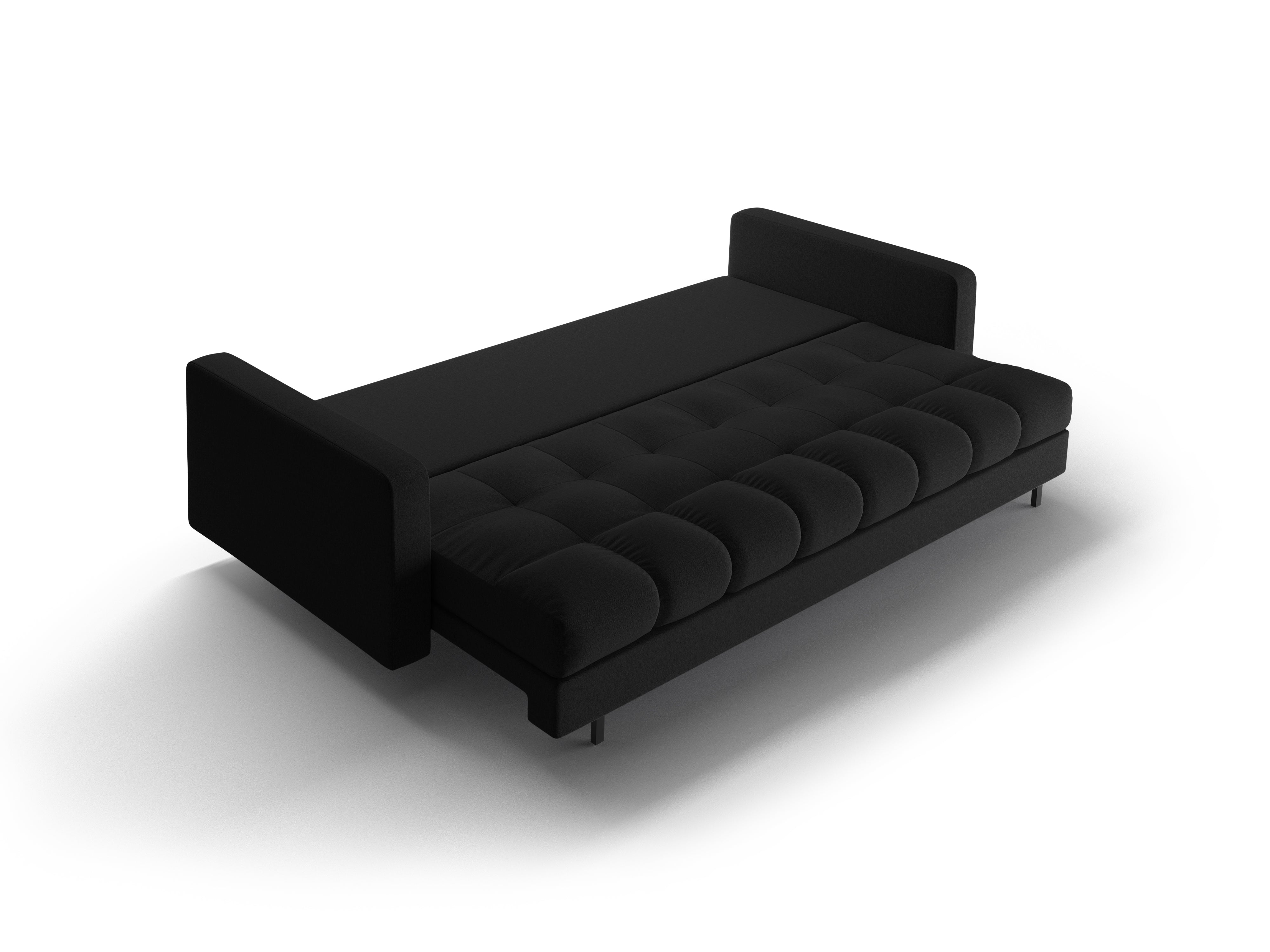 3-Sitzer Sofa mit Schlaffunktion BALI schwarzer Bouclé mit schwarzem Untergestell