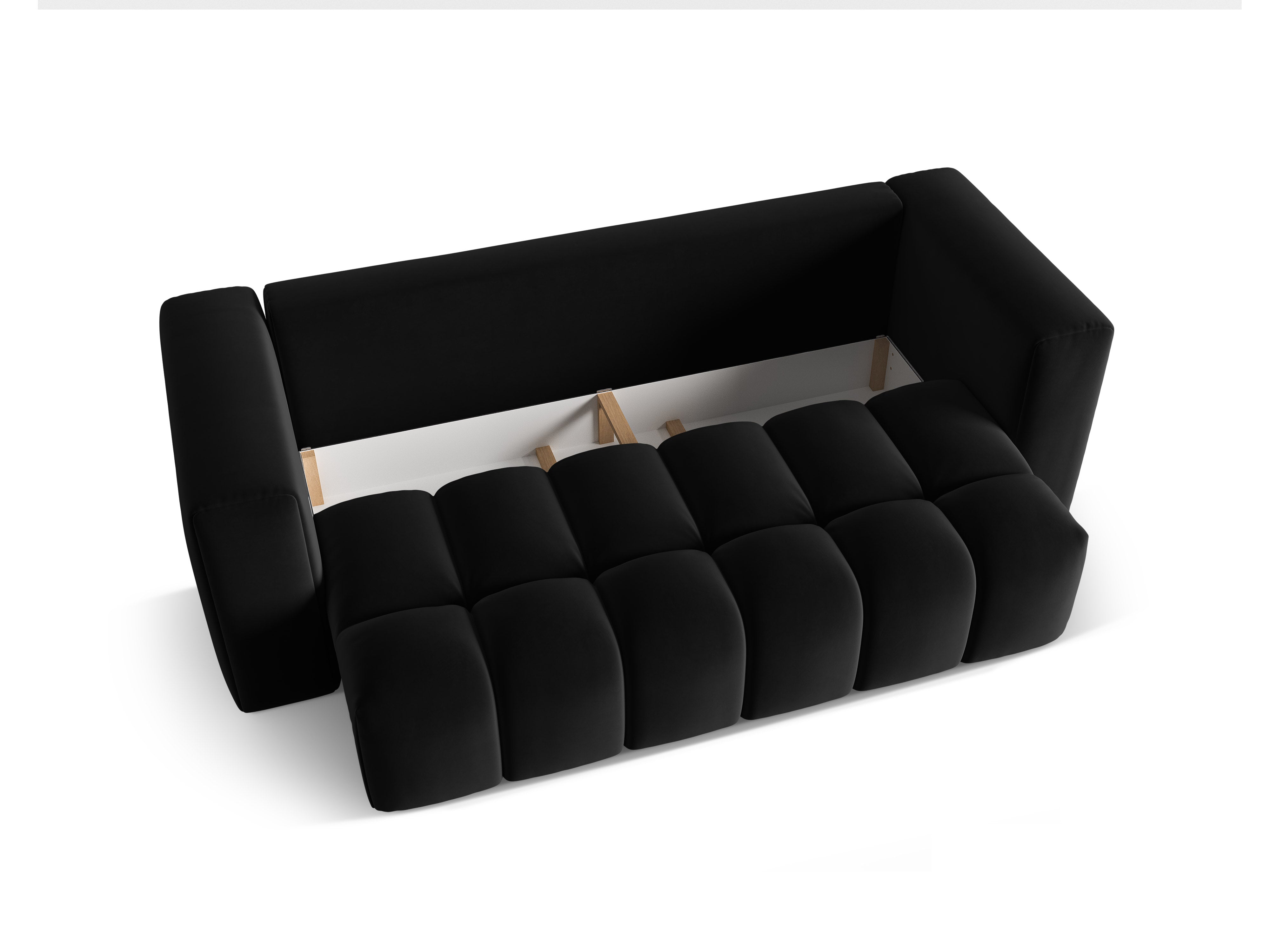 Sofa aksamitna 3-osobowa z funkcją spania VERONA czarny – Cosmopolitan Design