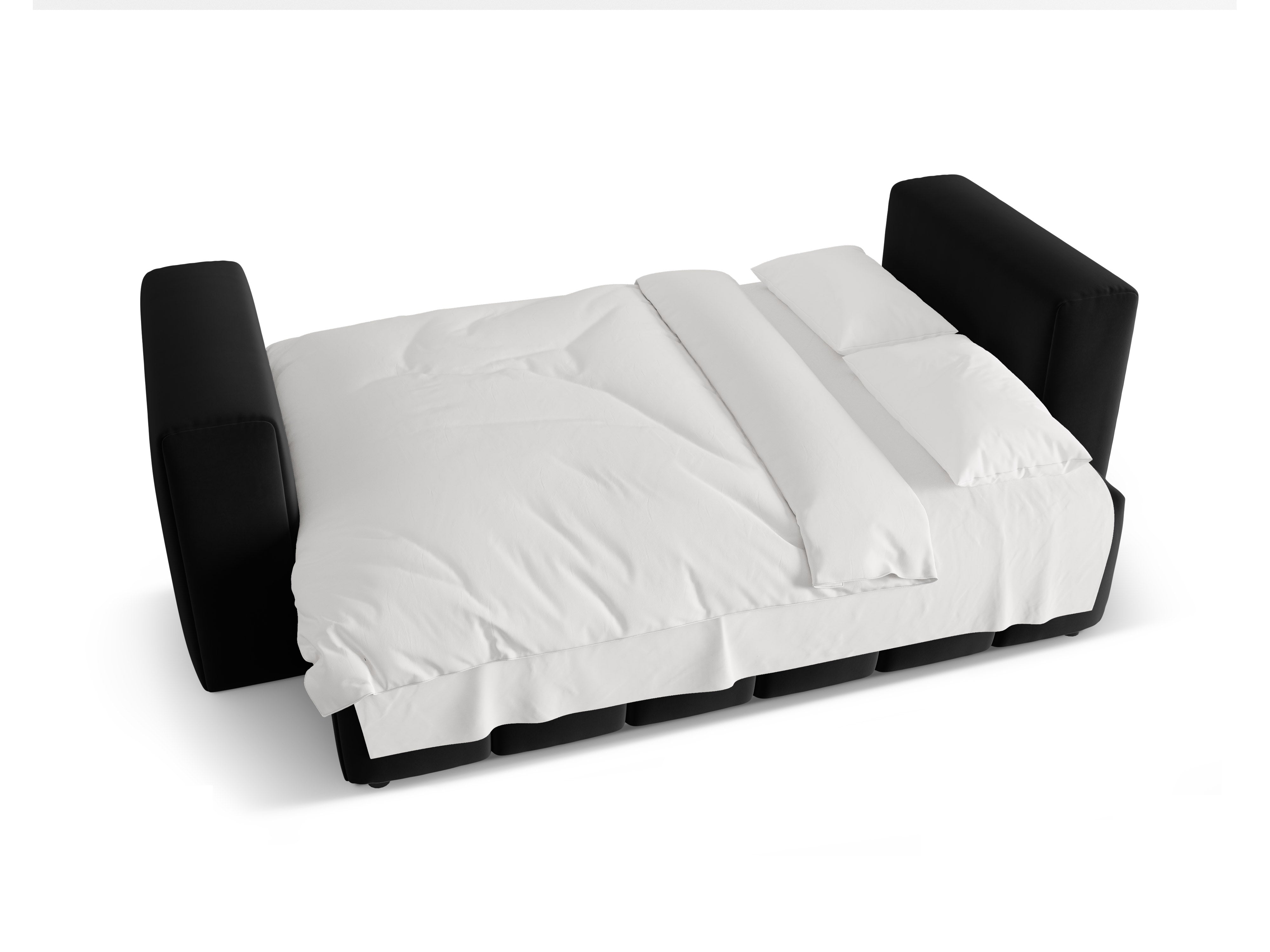 Sofa aksamitna 3-osobowa z funkcją spania VERONA czarny – Cosmopolitan Design