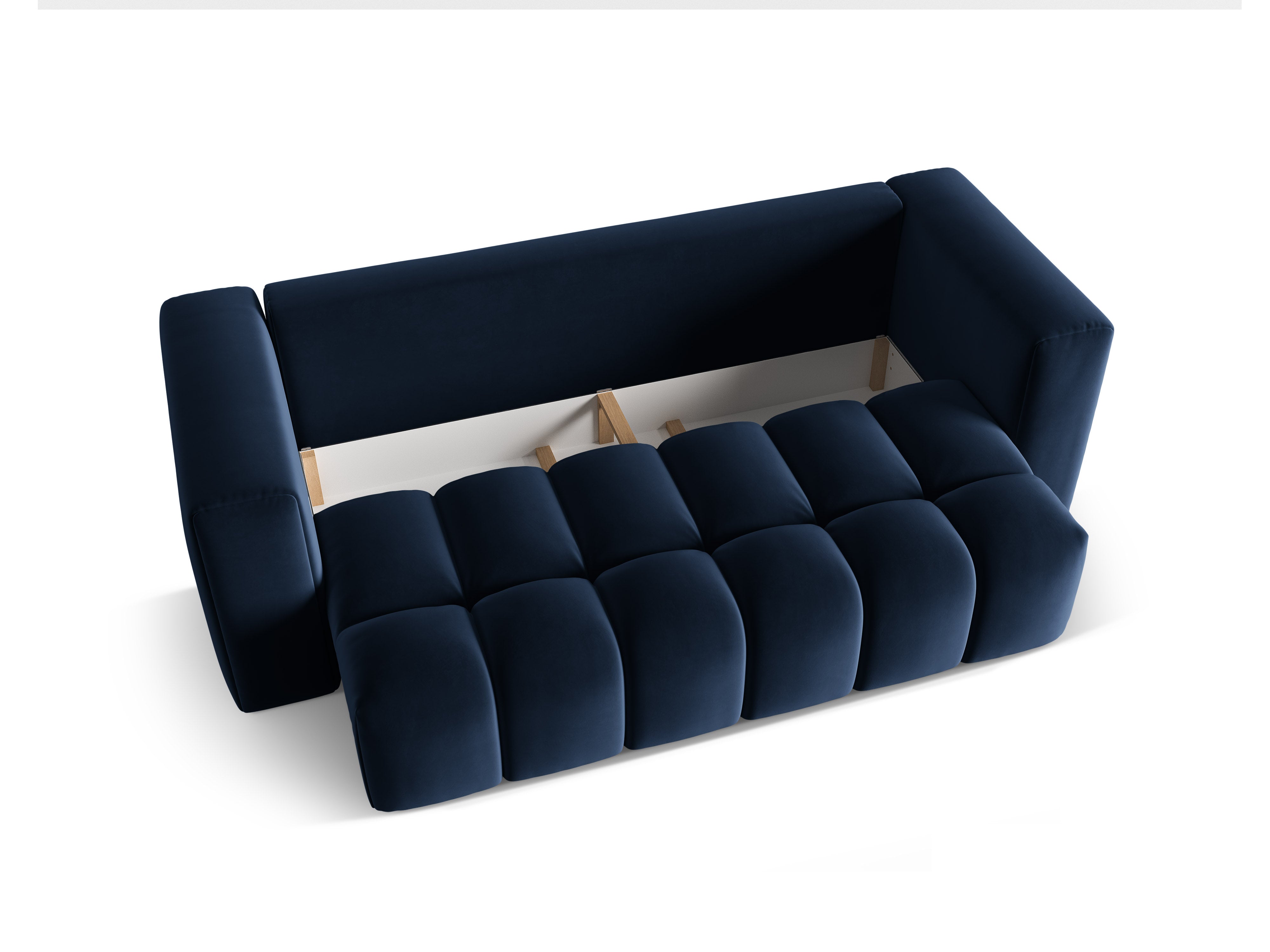 Sofa aksamitna 3-osobowa z funkcją spania VERONA królewski niebieski – Cosmopolitan Design