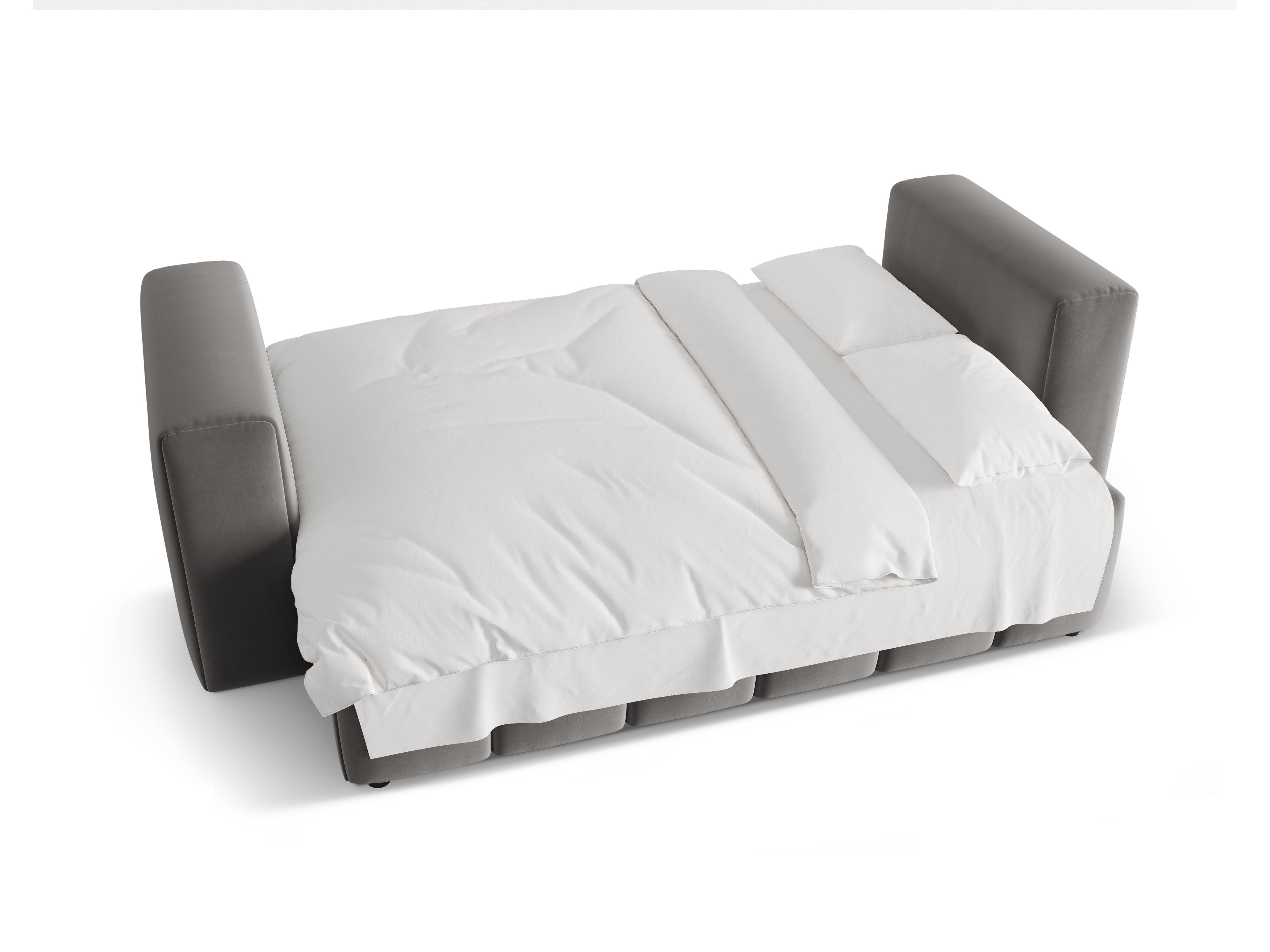 Sofa aksamitna 3-osobowa z funkcją spania VERONA szary – Cosmopolitan Design