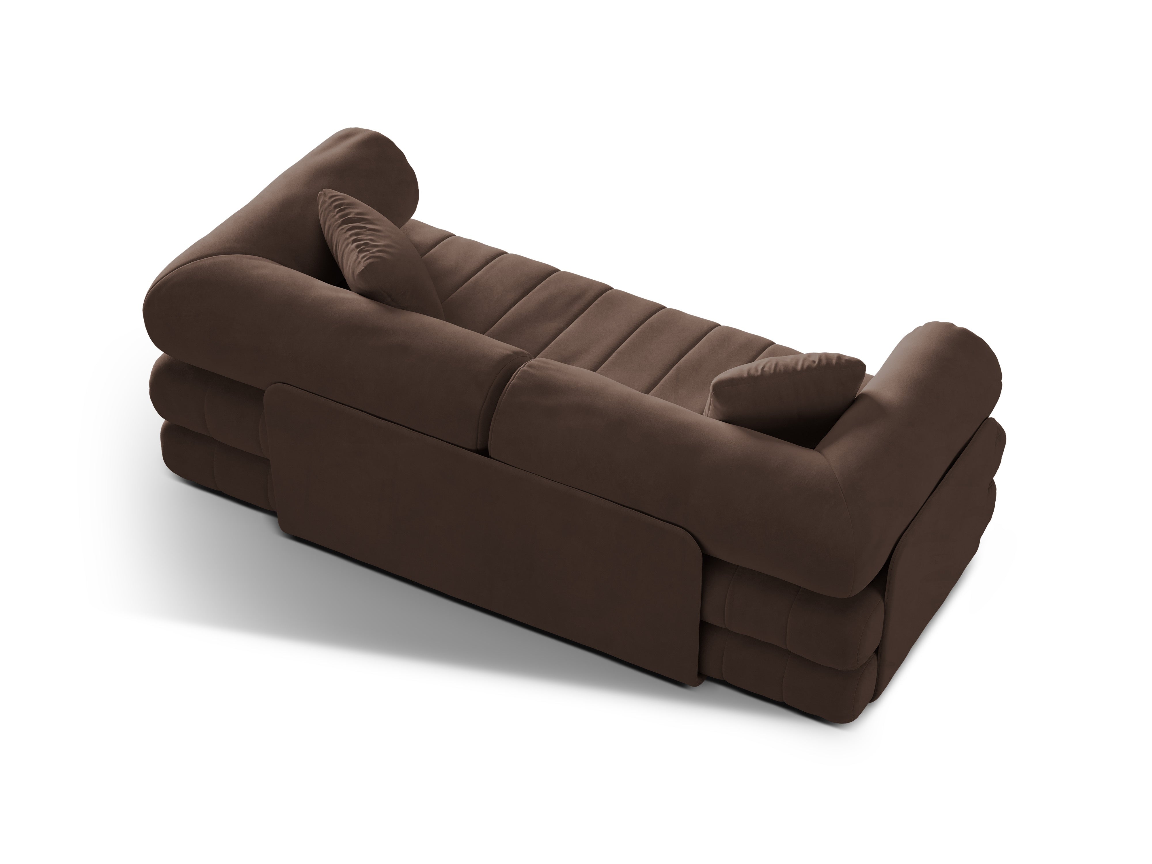 Chocolate 3-seater velvet sofa with sleeping function KEMI