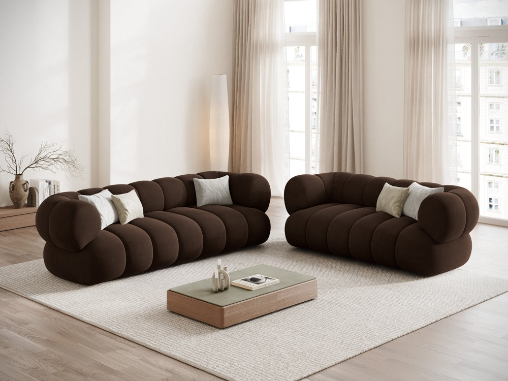 3-seater velvet sofa KOGE chocolate