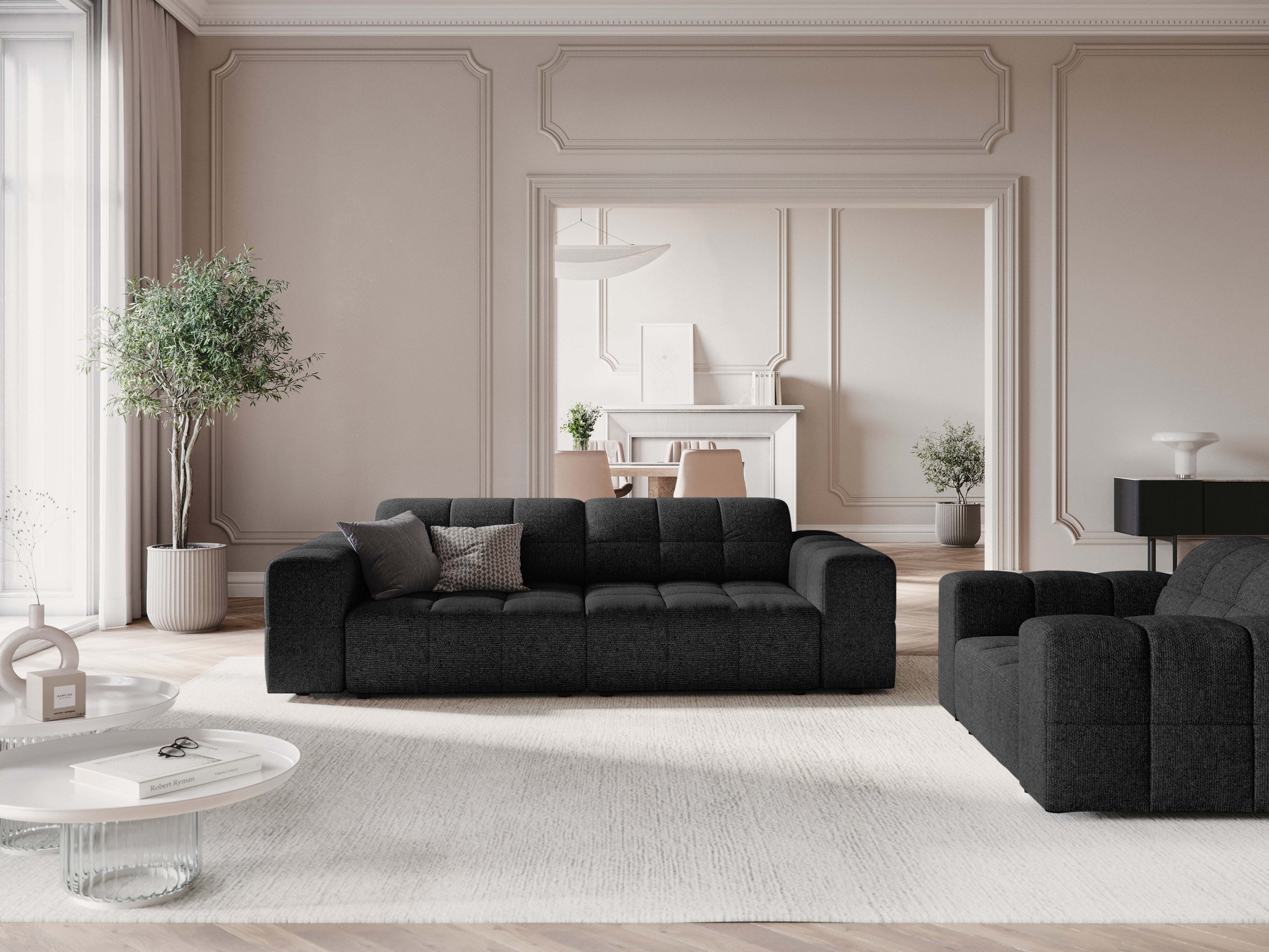 Sofa 3-zits CHICAGO zwart chenille