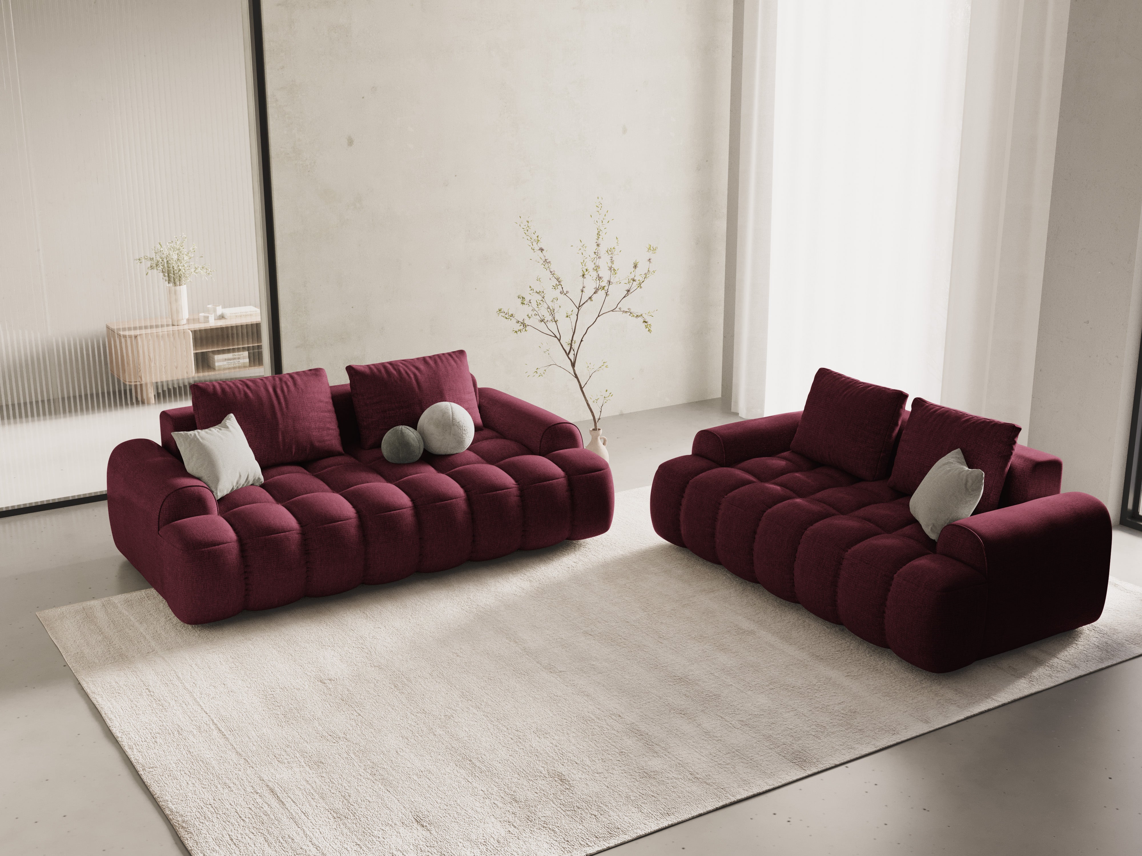 3-seater sofa LINZ burgundy