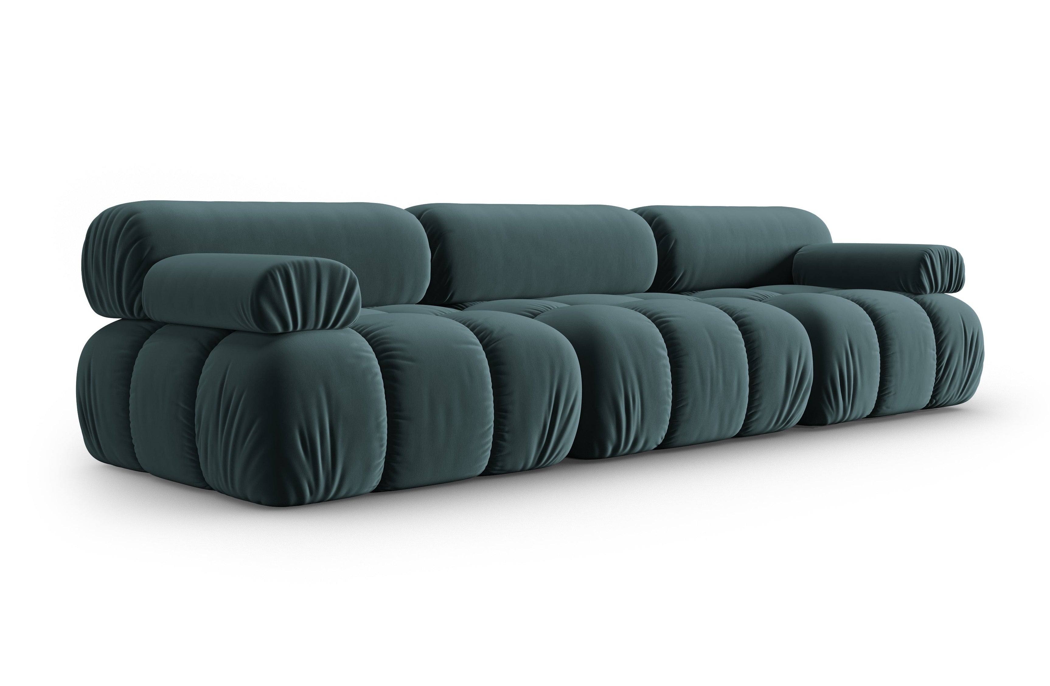 Sofa aus Samt 3-sitzig CORTINA türkis