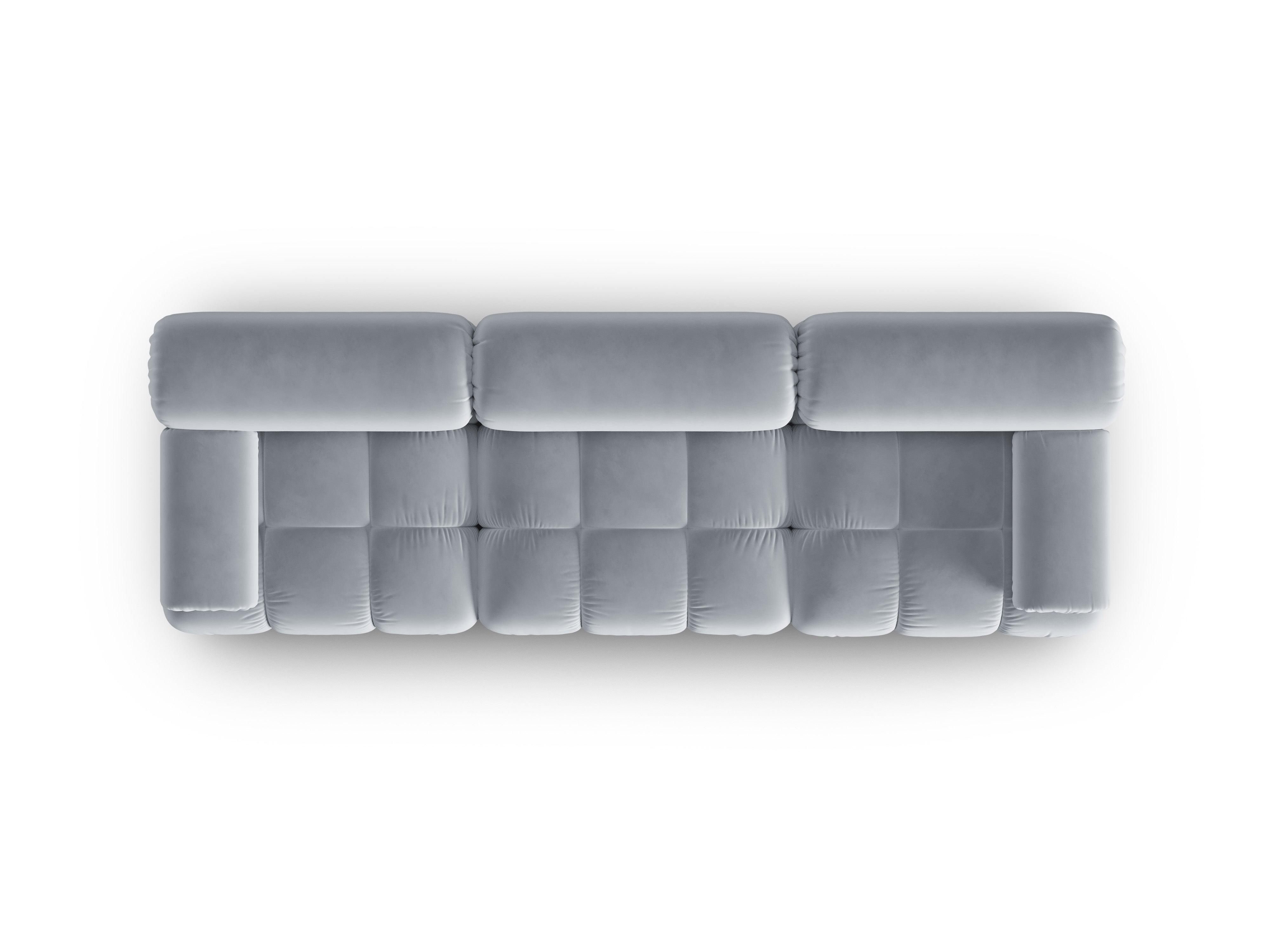 Sofa aksamitna 3-osobowa CORTINA błękitny – welur