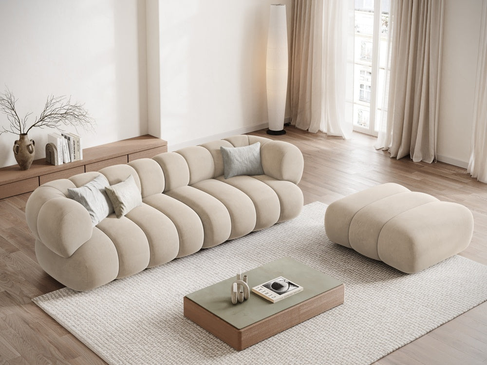 Sofa van fluweel voor 4 personen KOGE beige