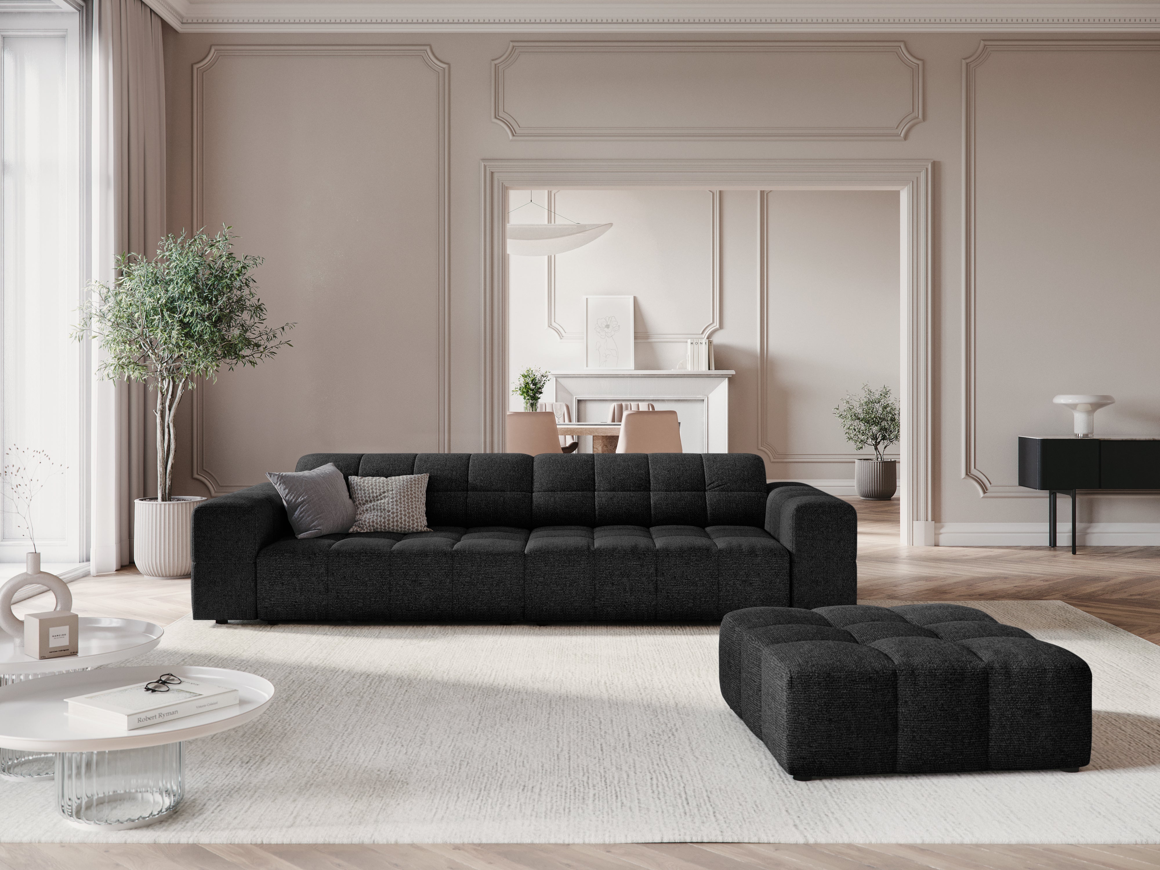 Sofa 4-persoons CHICAGO zwarte chenille