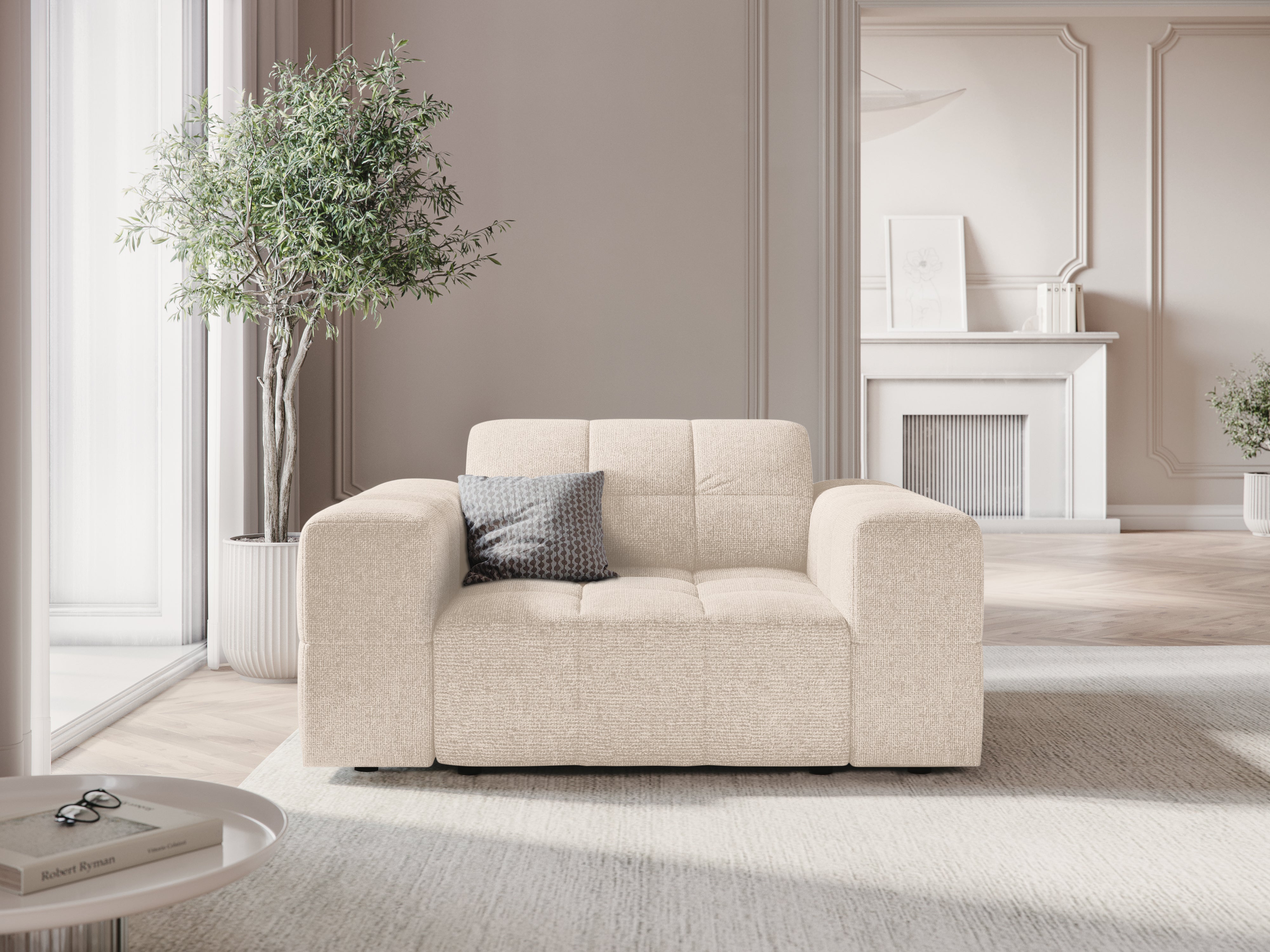 Fauteuil CHICAGO lichtbeige chenille