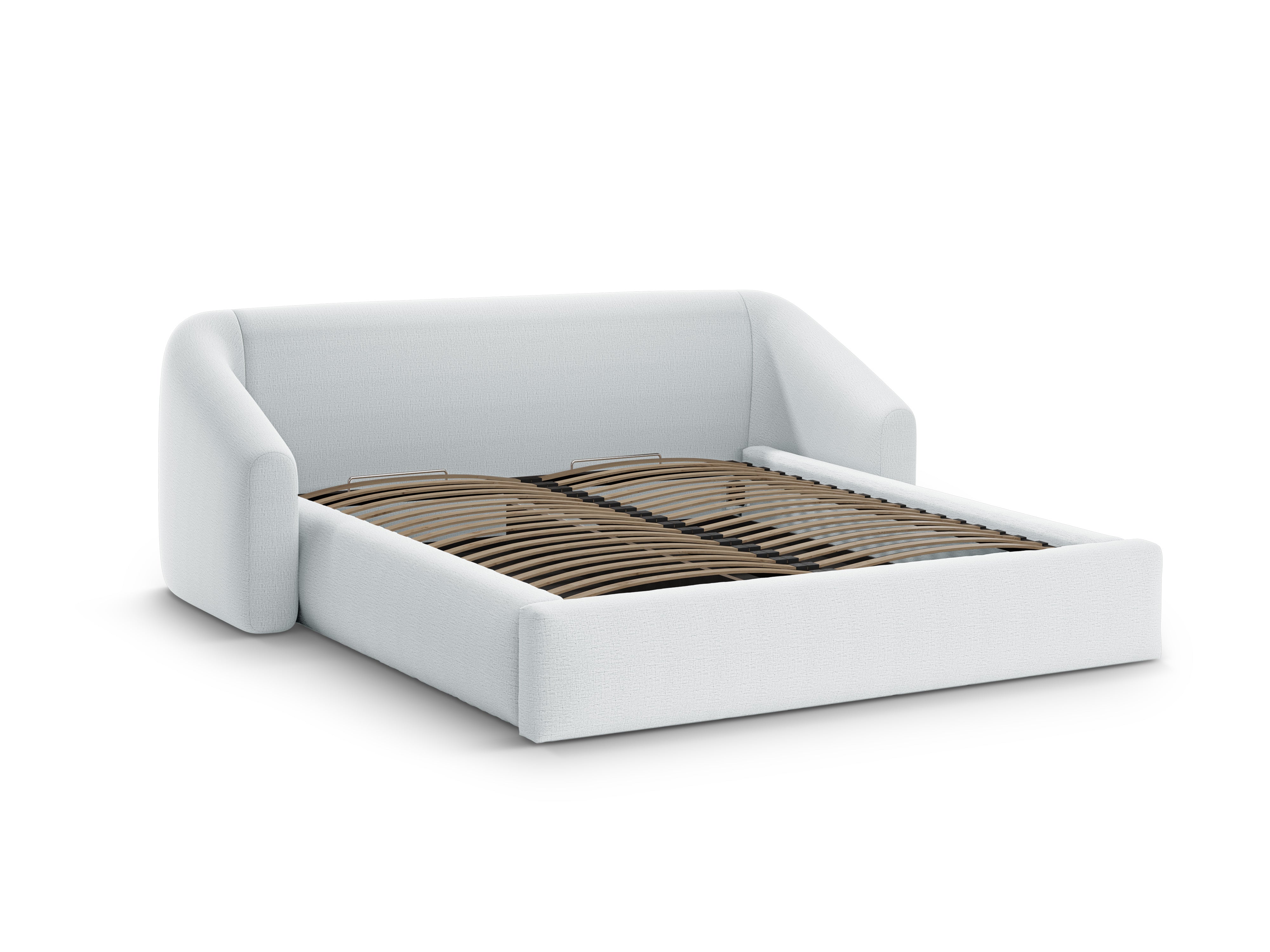 Bed CAMPI lichtgrijs chenille