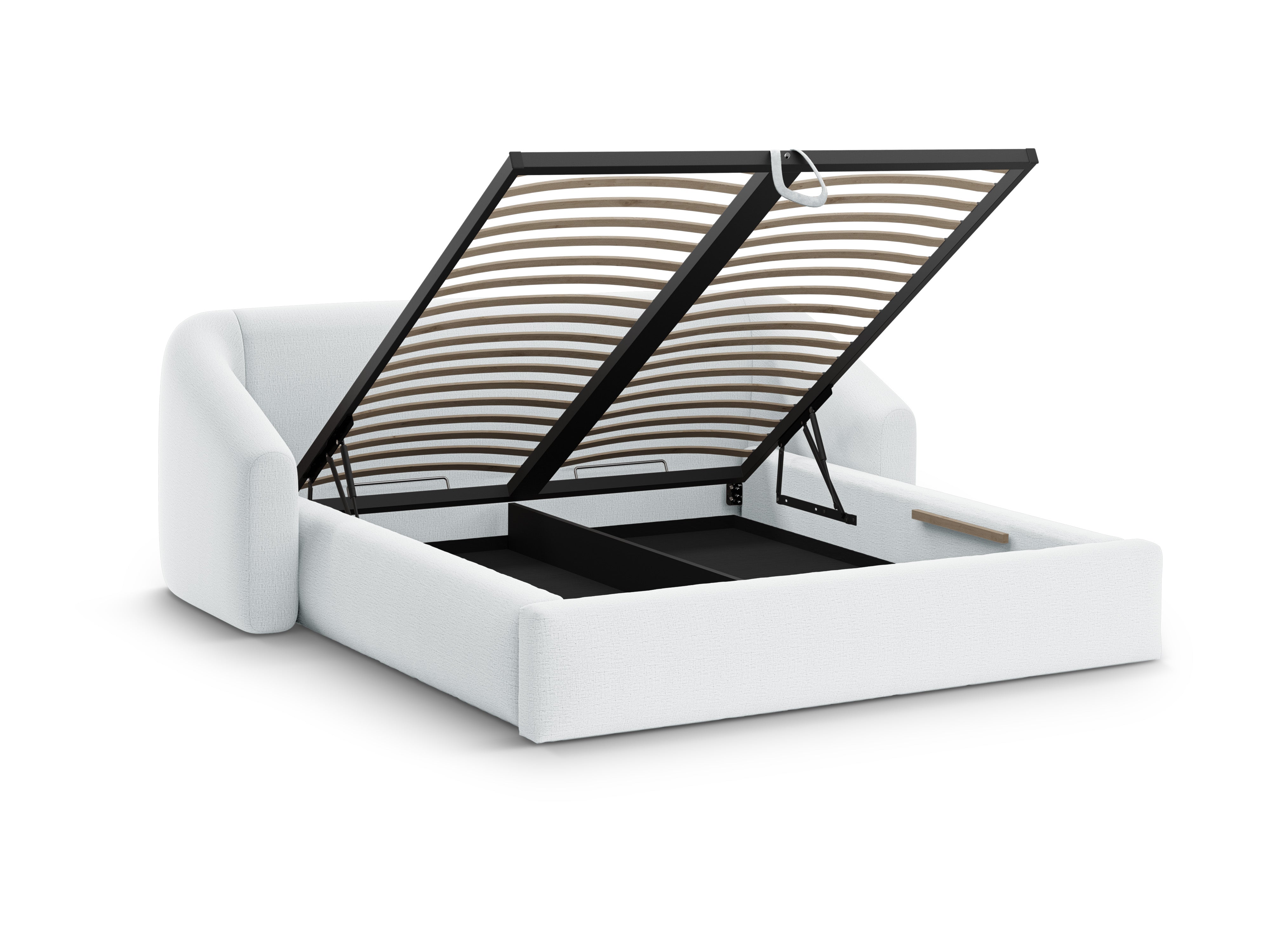 Bed CAMPI lichtgrijs chenille