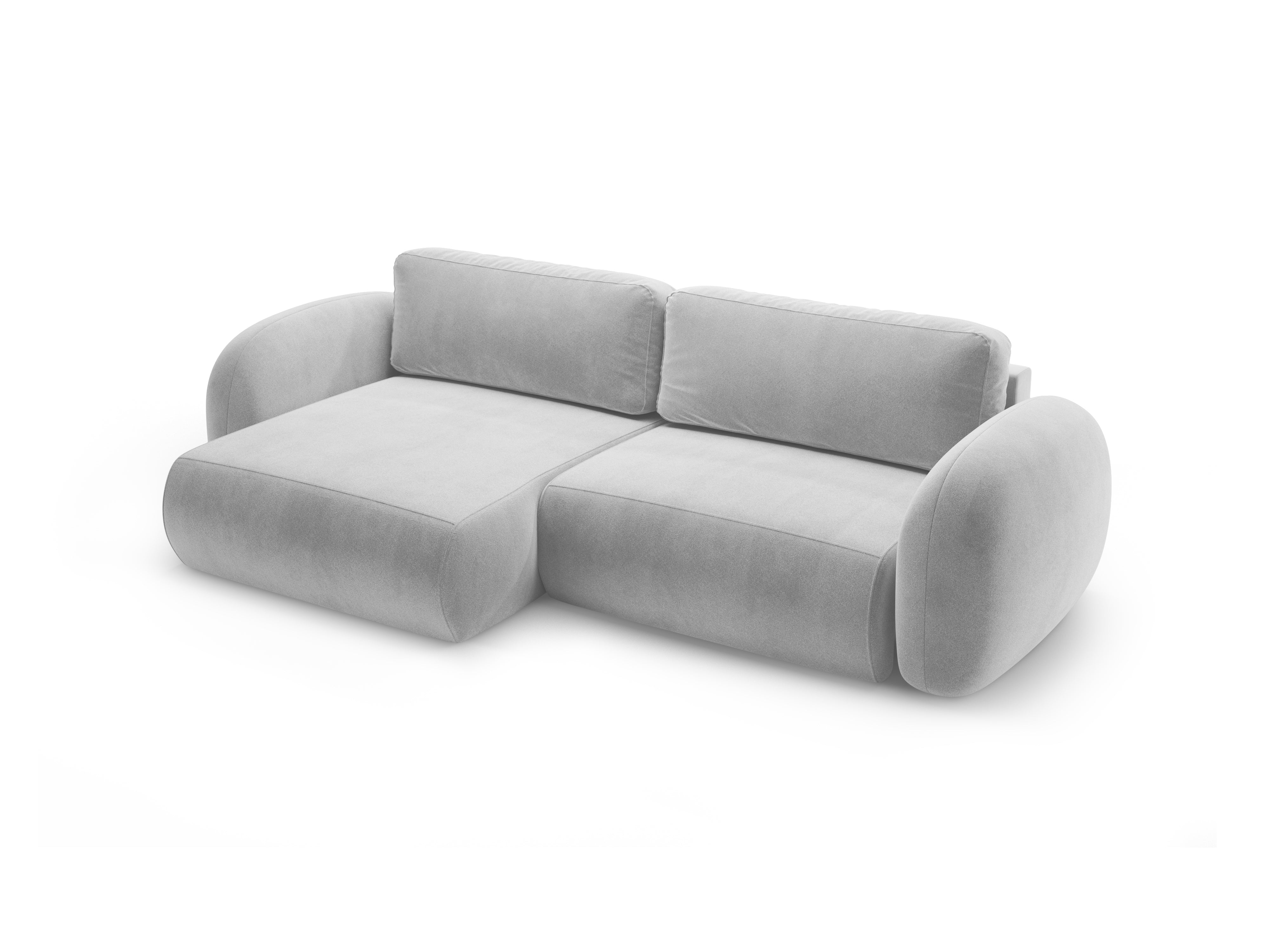 Universal velvet corner sofa with sleeping function for 4 people TONALE light gray
