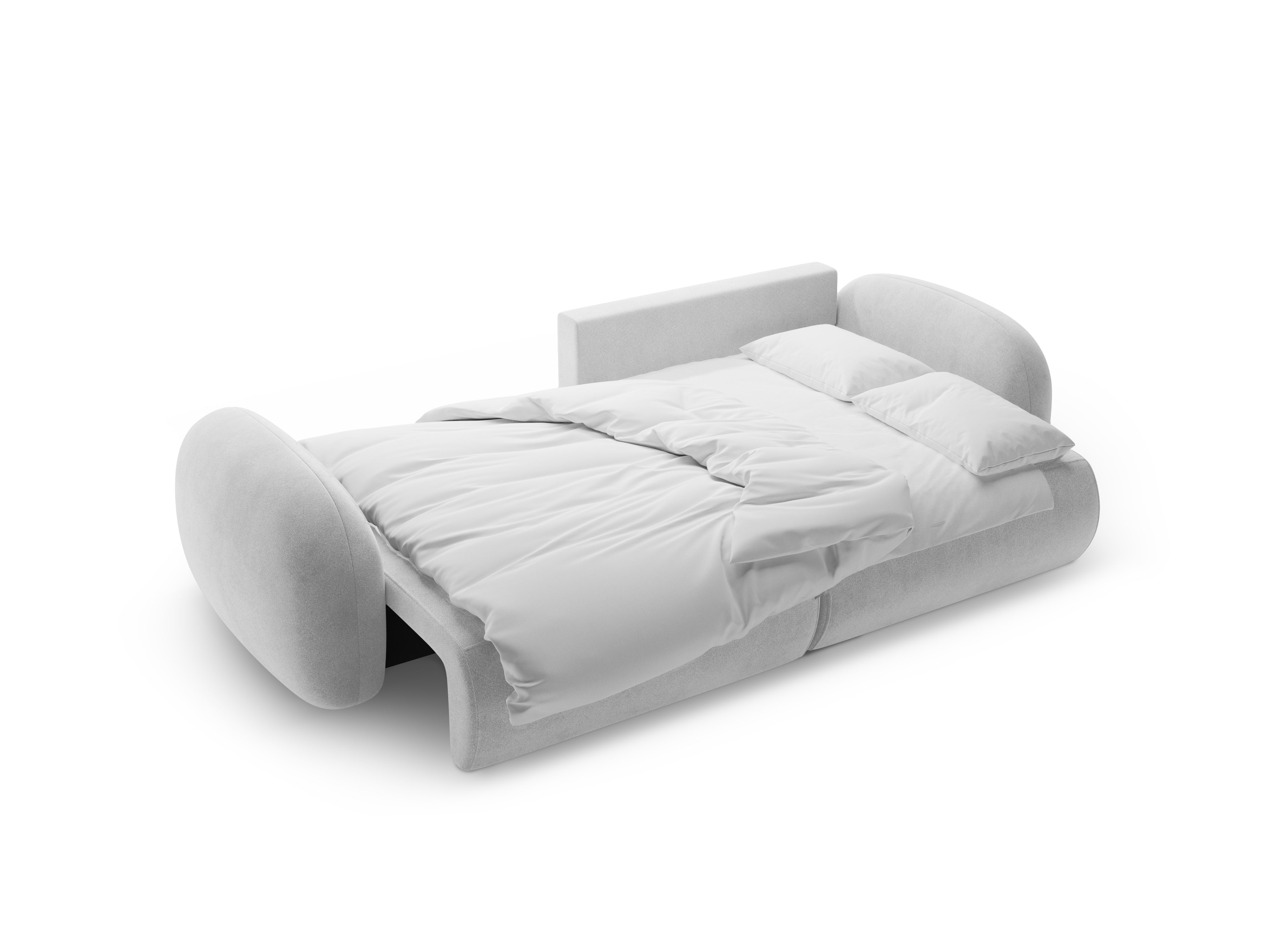 Universal velvet corner sofa with sleeping function for 4 people TONALE light gray