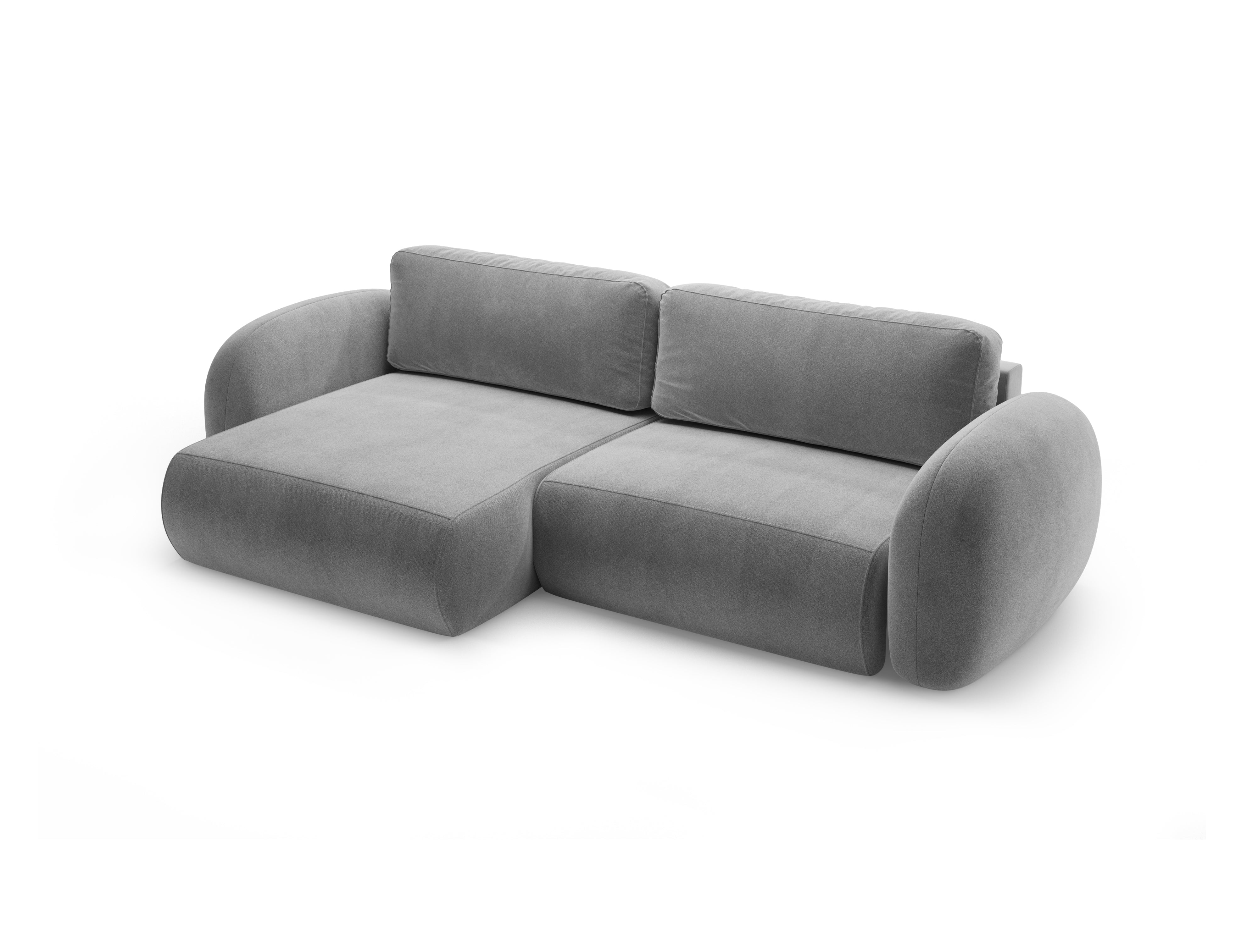 Universal velvet corner sofa with sleeping function for 4 people TONALE dark gray