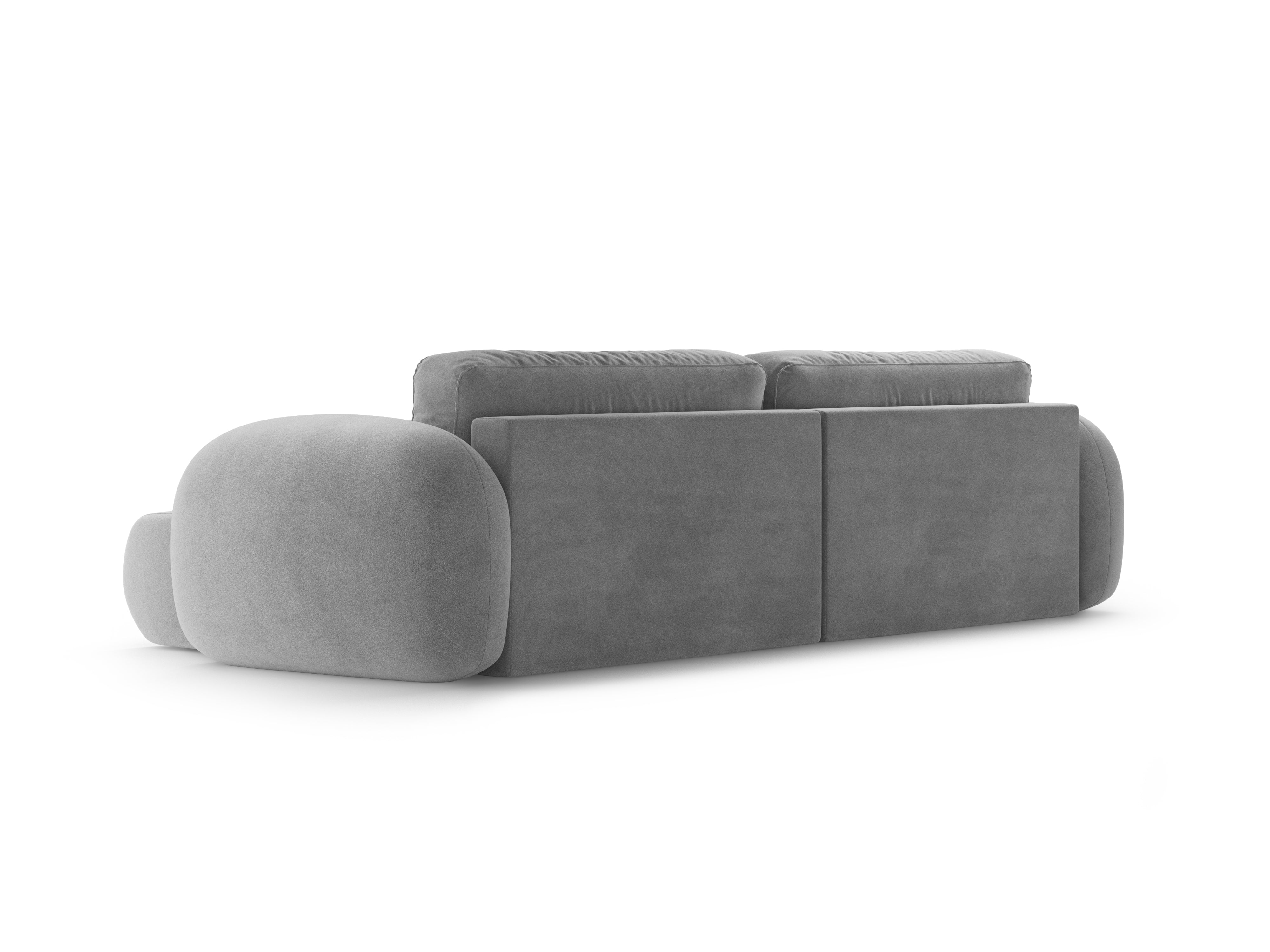 Universal velvet corner sofa with sleeping function for 4 people TONALE dark gray