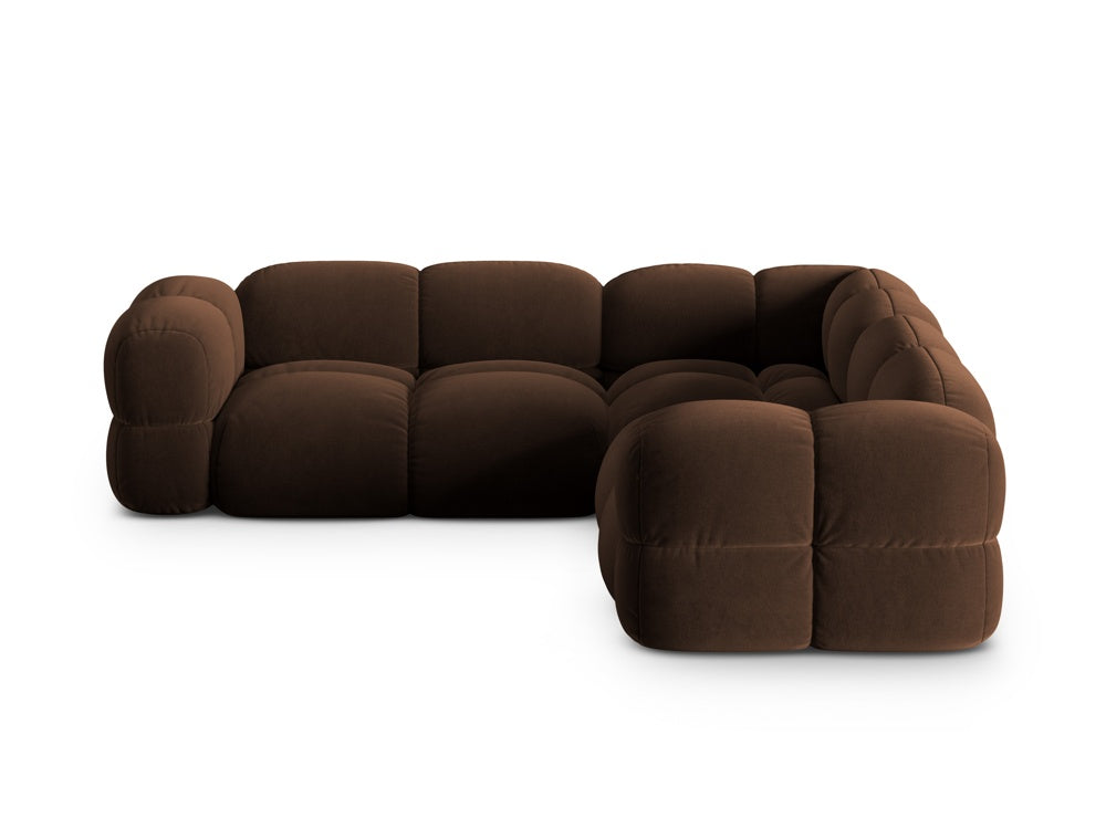 Symmetrical Velvet Corner Sofa LORETTO Chocolate