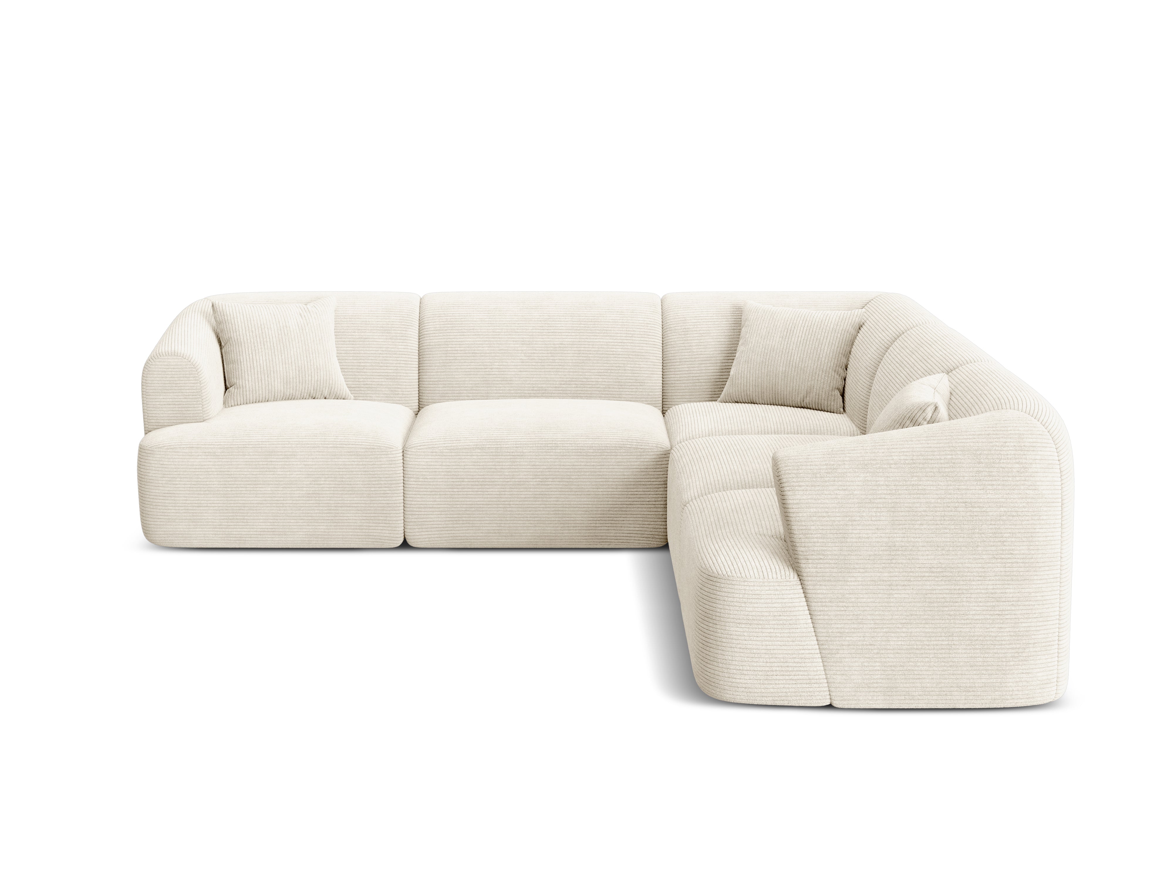 Symmetrical 4-Seater Corner Sofa CAMPI Cream Corduroy