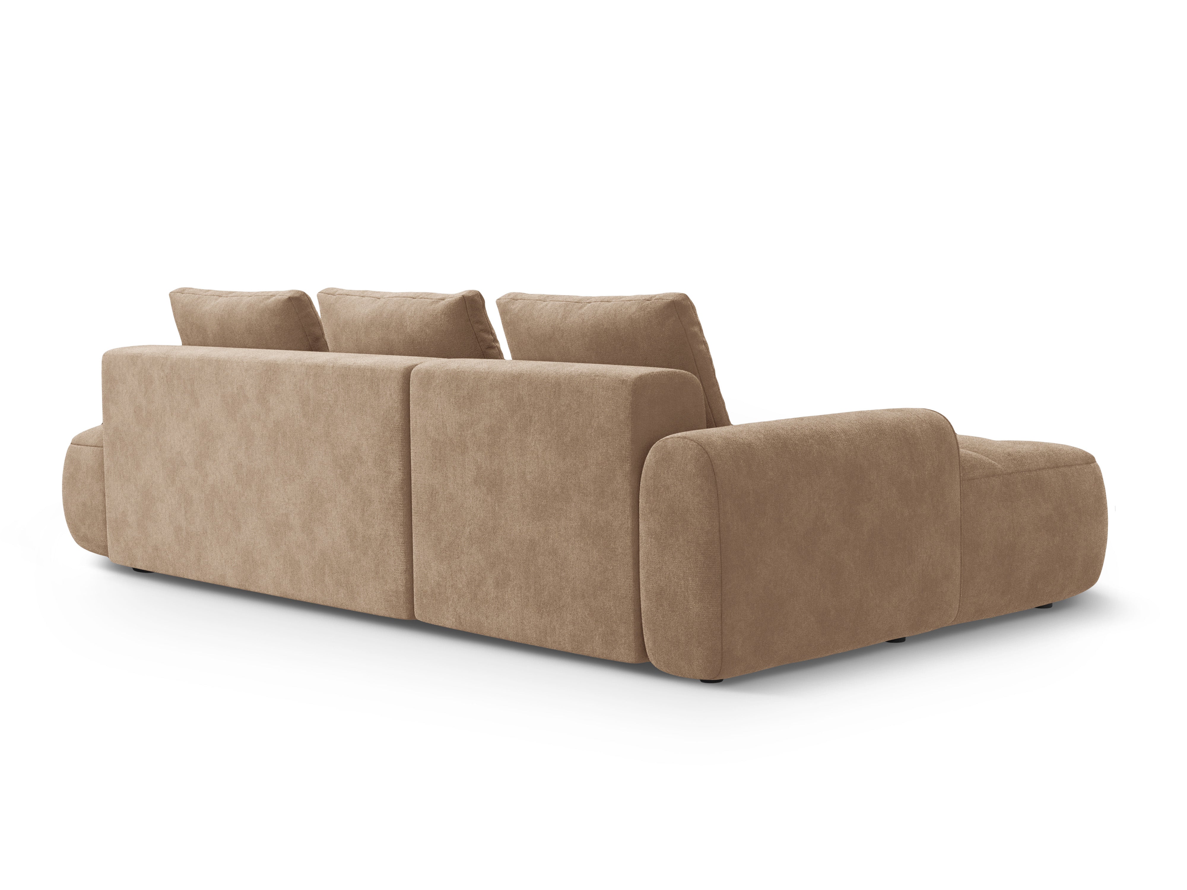 Left-facing velvet corner sofa bed for 3 people LINZ in dark beige