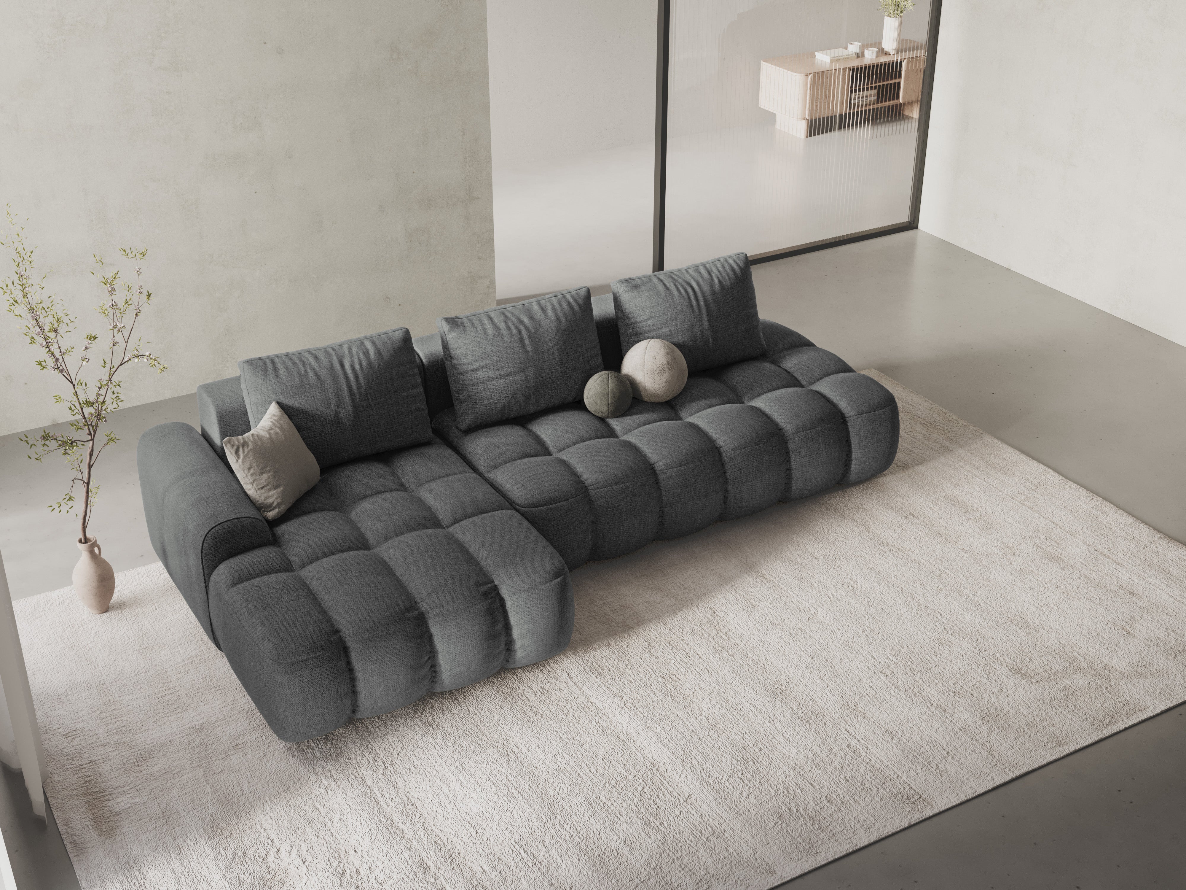 Left-sided corner sofa bed for 3 people LINZ gray