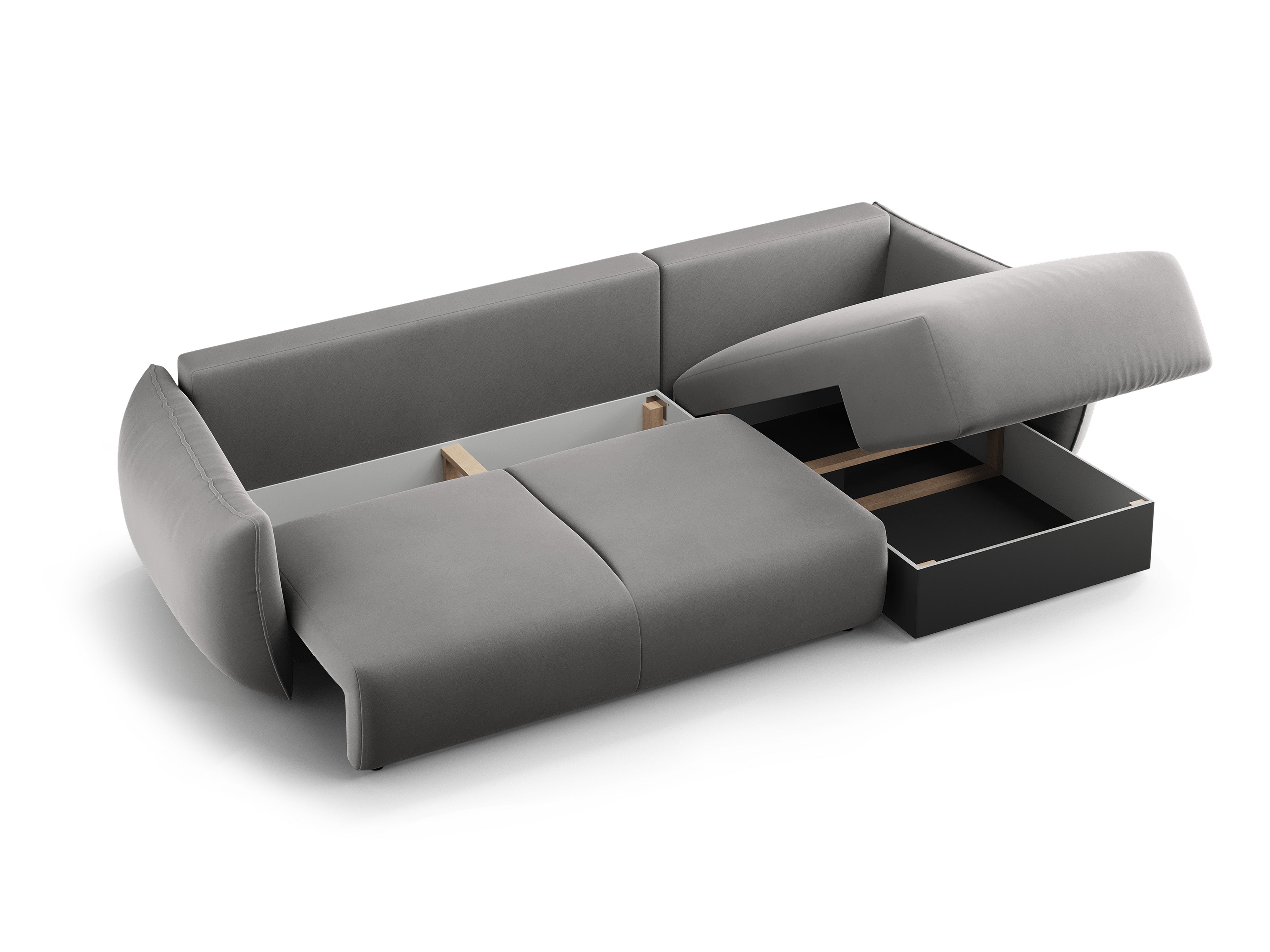 Linkes Samt-Ecksofa mit Schlaffunktion MATERA grau