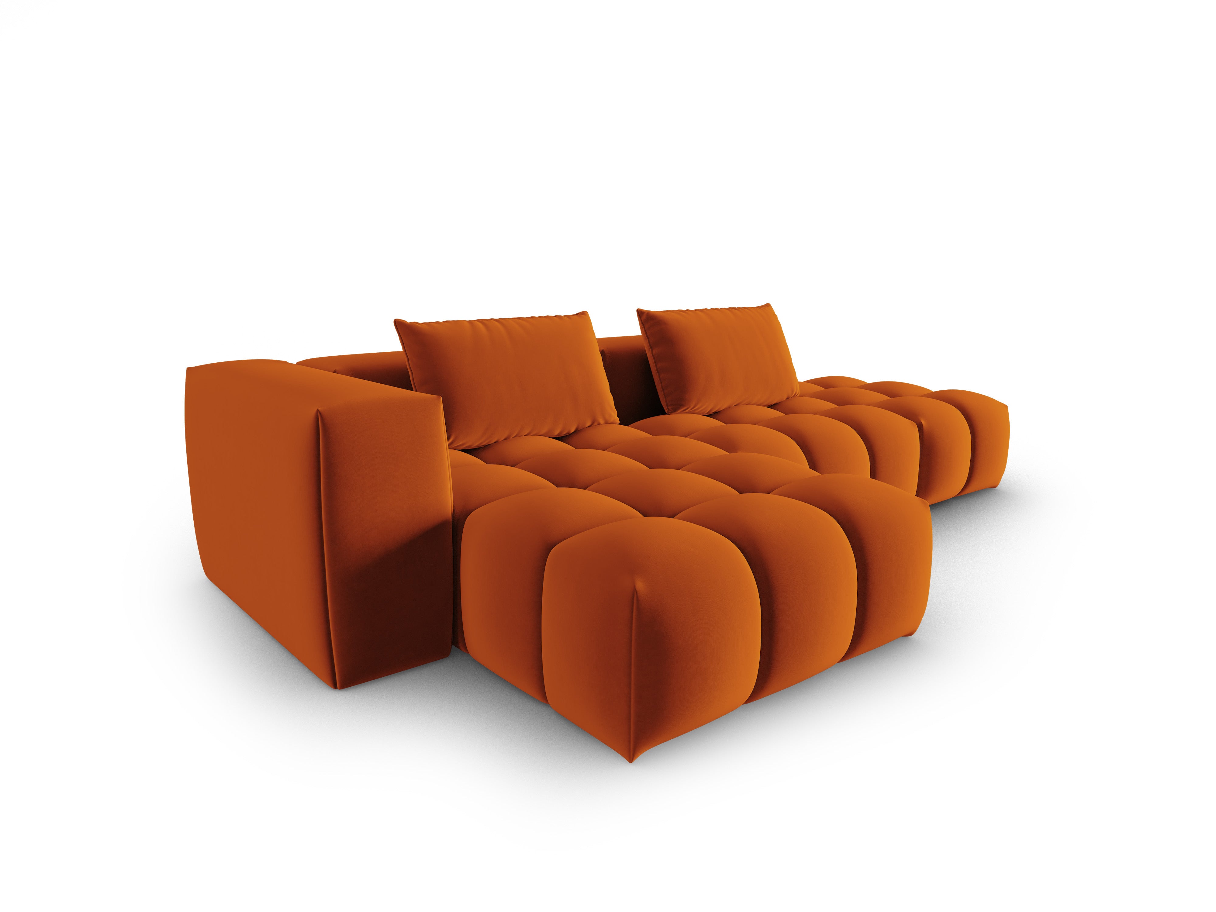 Velvet hoekbank voor 4 personen, links open VERONA, baksteen kleur