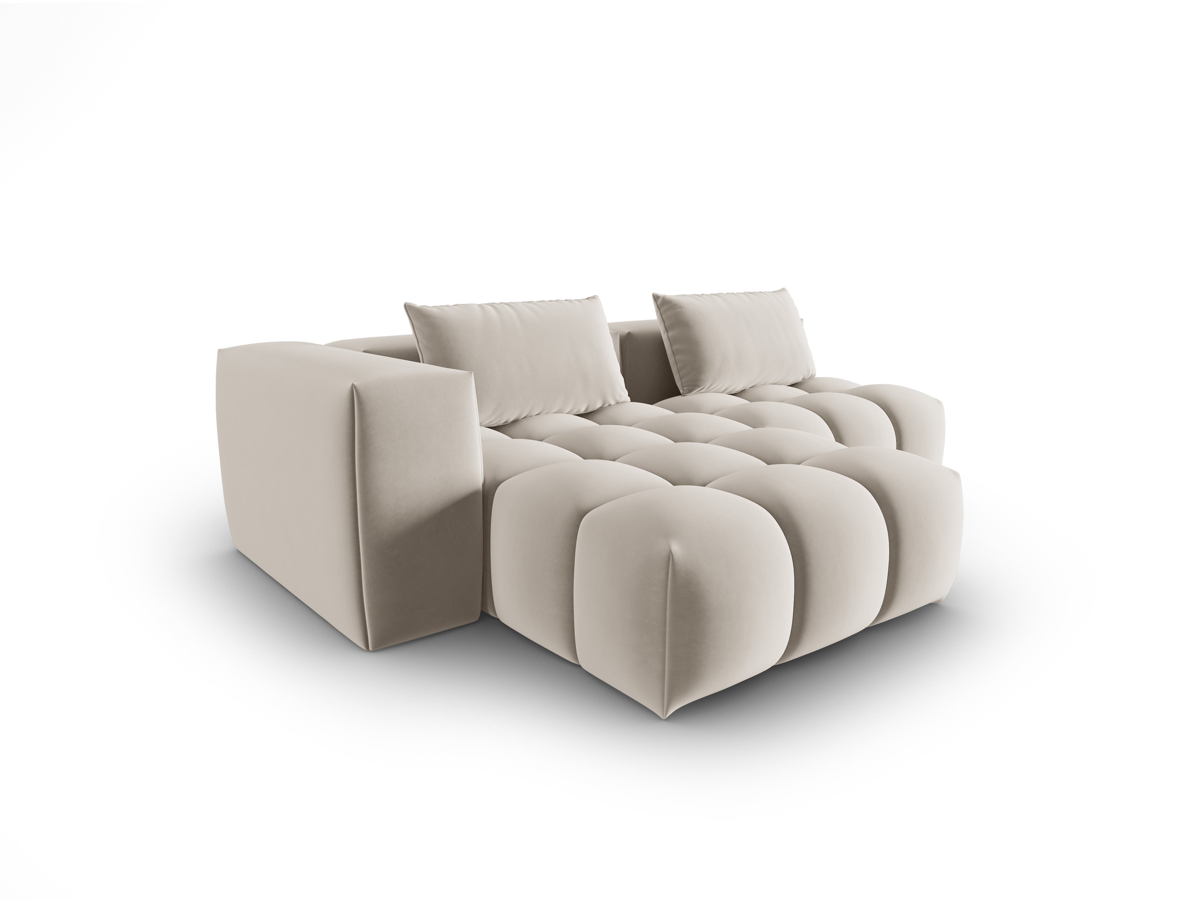 Samt-Ecksofa 3-sitzig links offen VERONA ecru