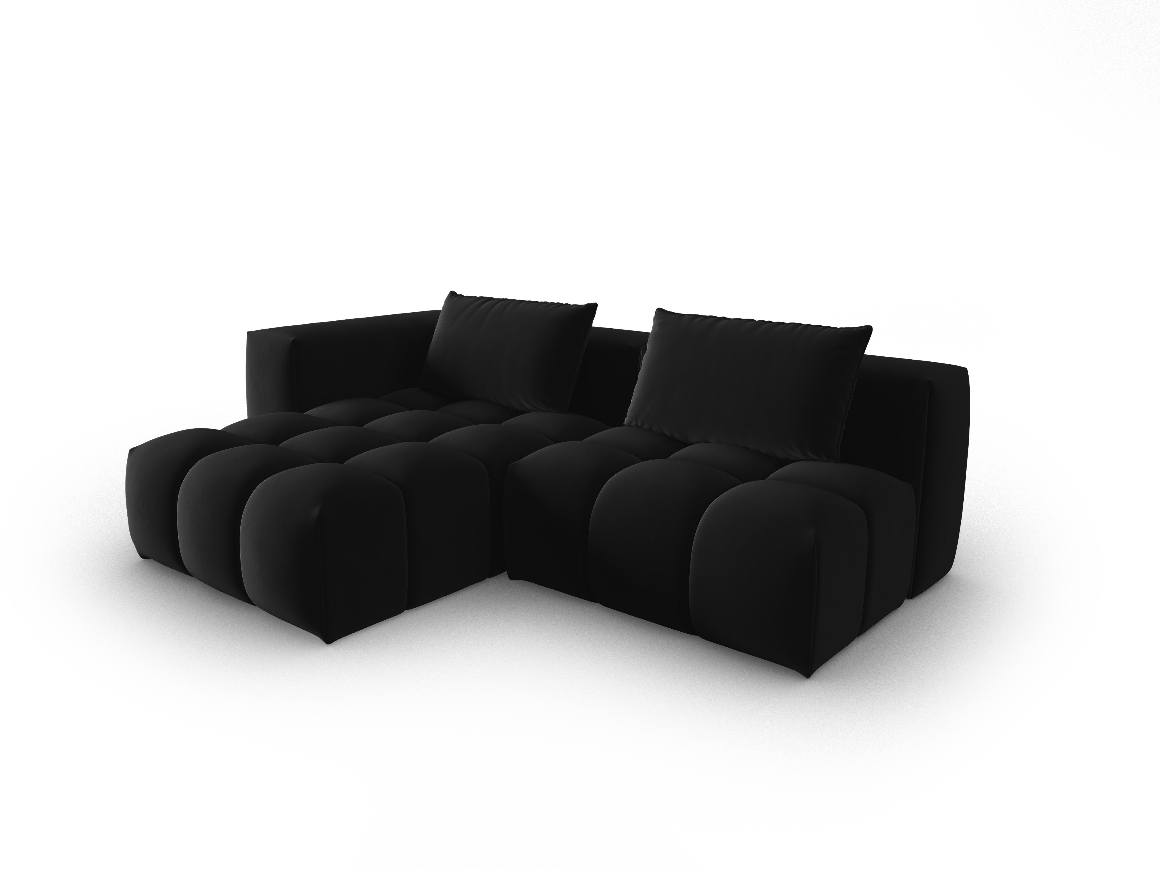 Narożnik aksamitny 3-osobowy lewostronny otwarty VERONA czarny – Cosmopolitan Design