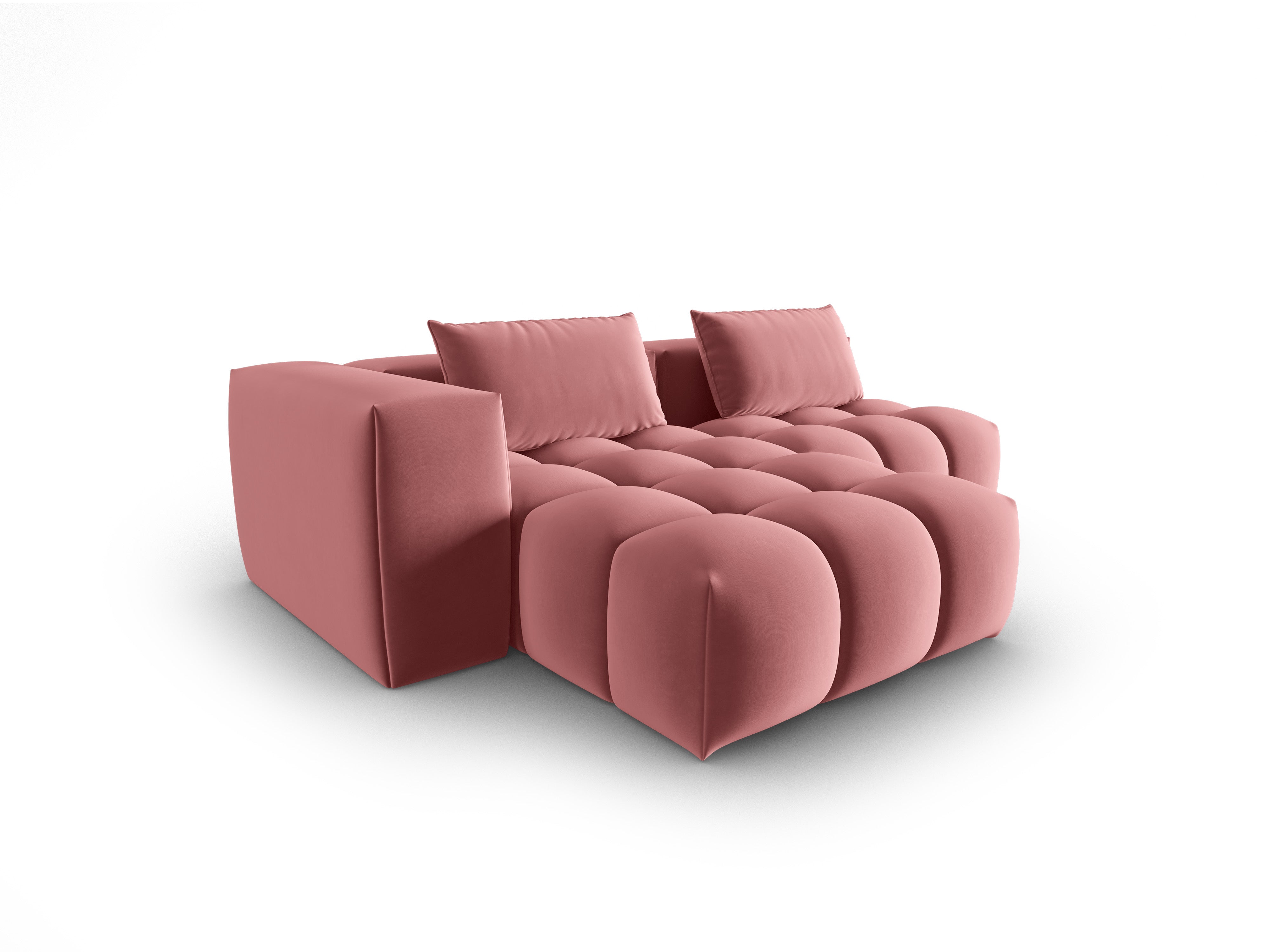 Fluwelen 3-zits hoekbank links open VERONA flamingo roze