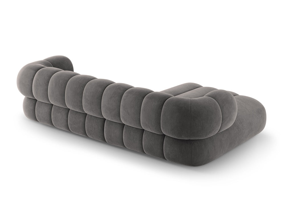 Velvet corner sofa for 5 people, left-sided KOGE, dark gray