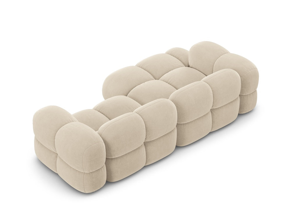 Samt-Ecksofa 3-sitzig links LORETTO beige