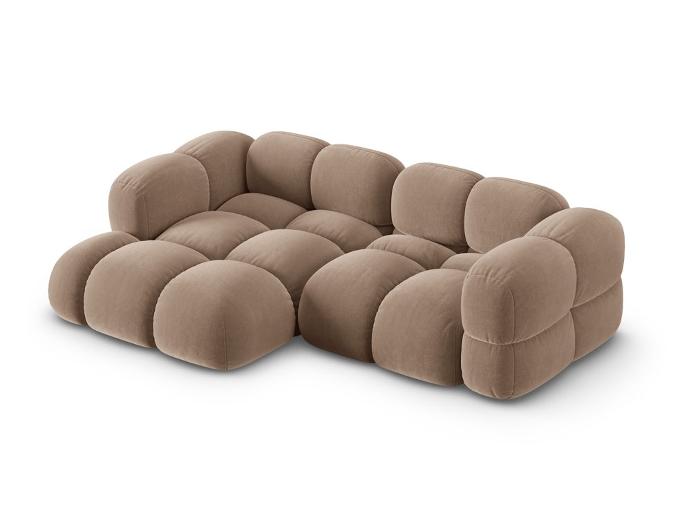 Left-facing 3-seater velvet corner sofa LORETTO dark beige