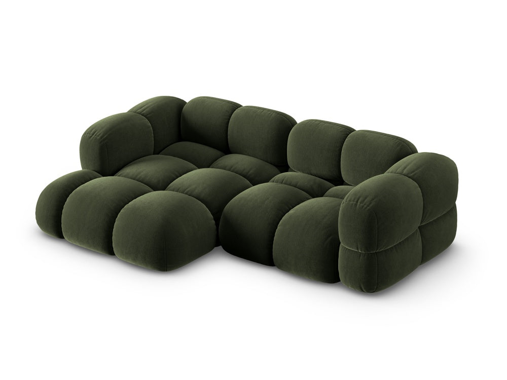 Left-facing 3-seater velvet corner sofa LORETTO green