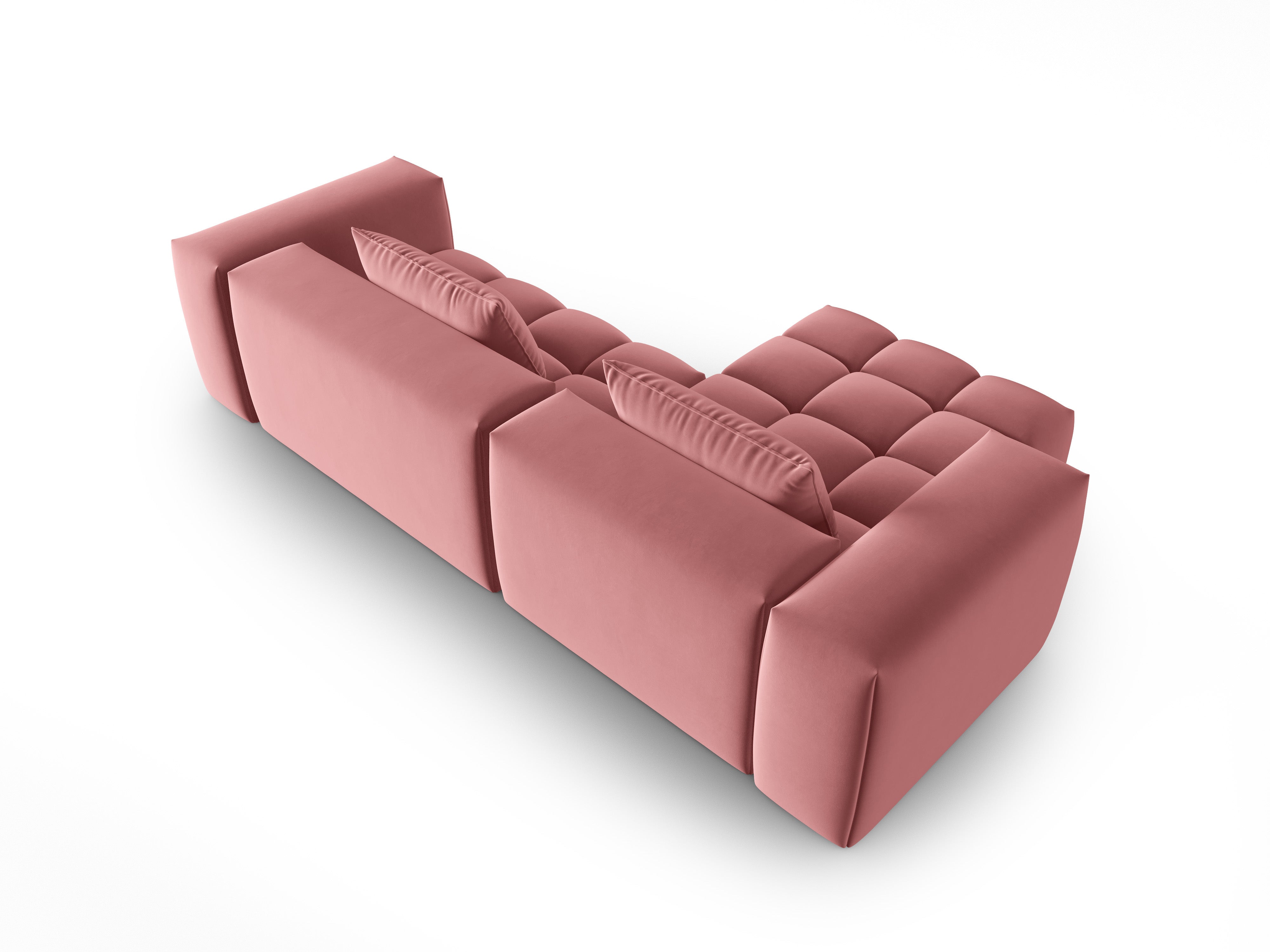 Narożnik aksamitny 3-osobowy lewostronny VERONA różowy flamingo – Cosmopolitan Design