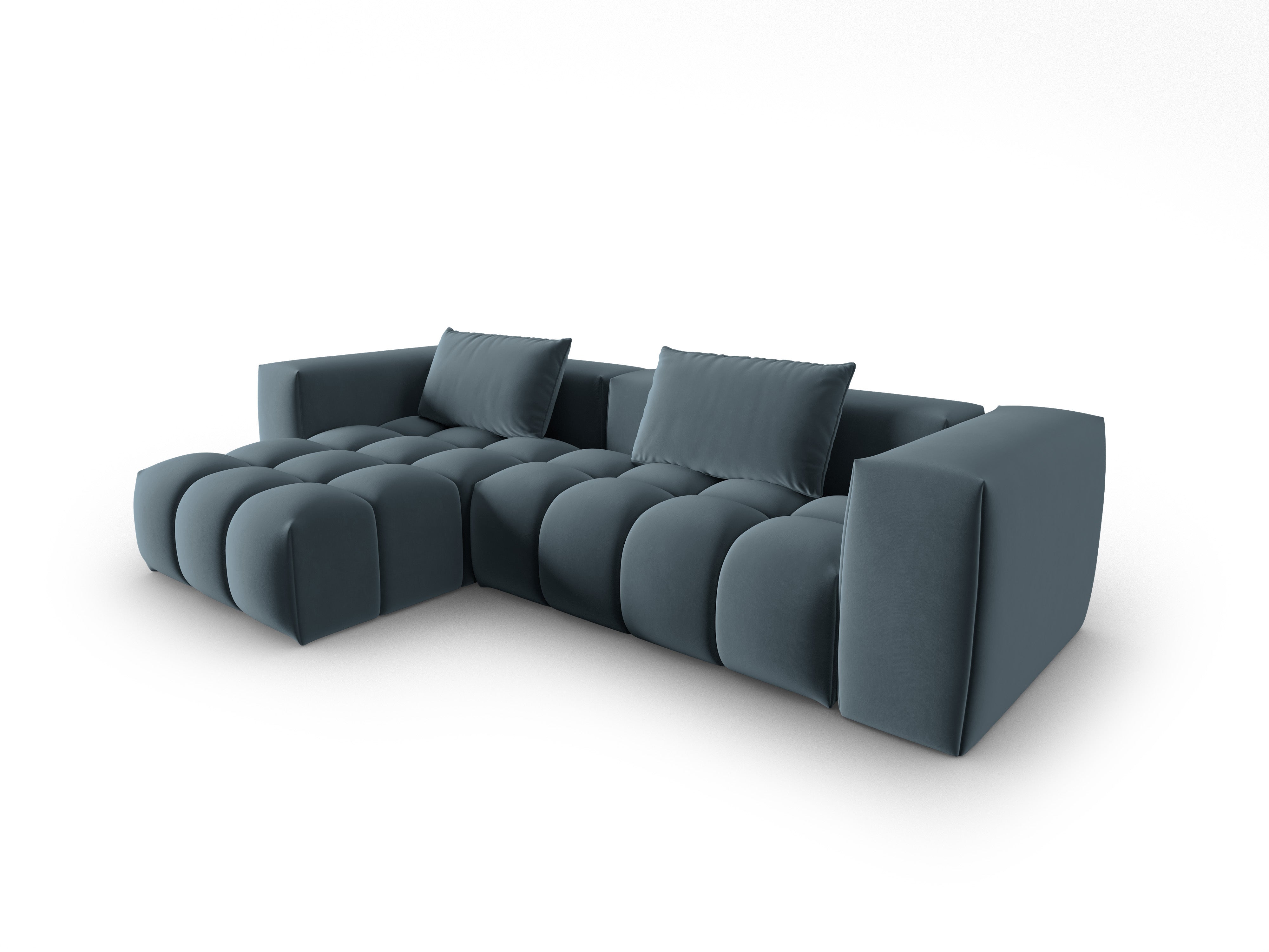 Samt-Ecksofa 3-sitzig links VERONA blau